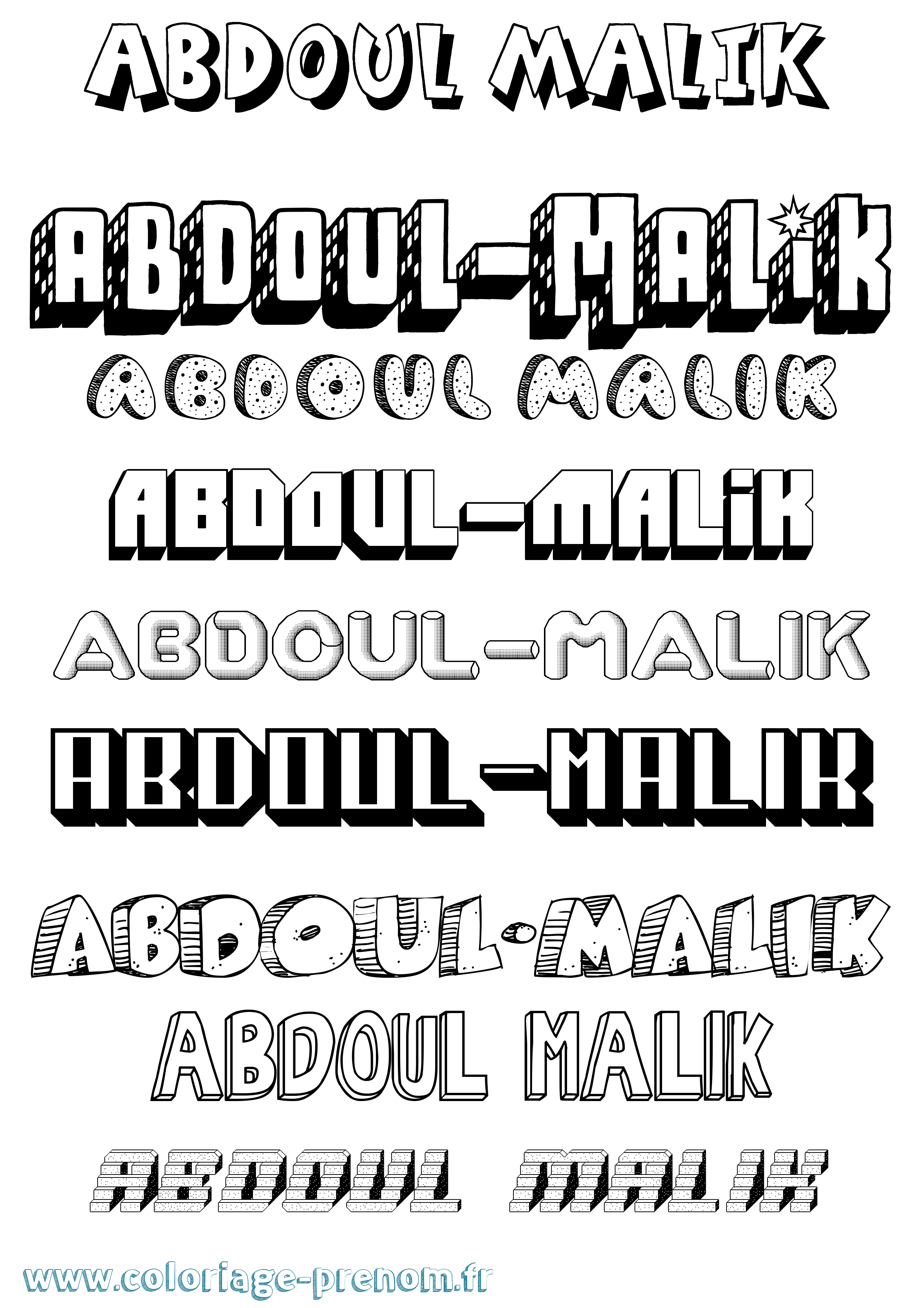 Coloriage prénom Abdoul-Malik Effet 3D