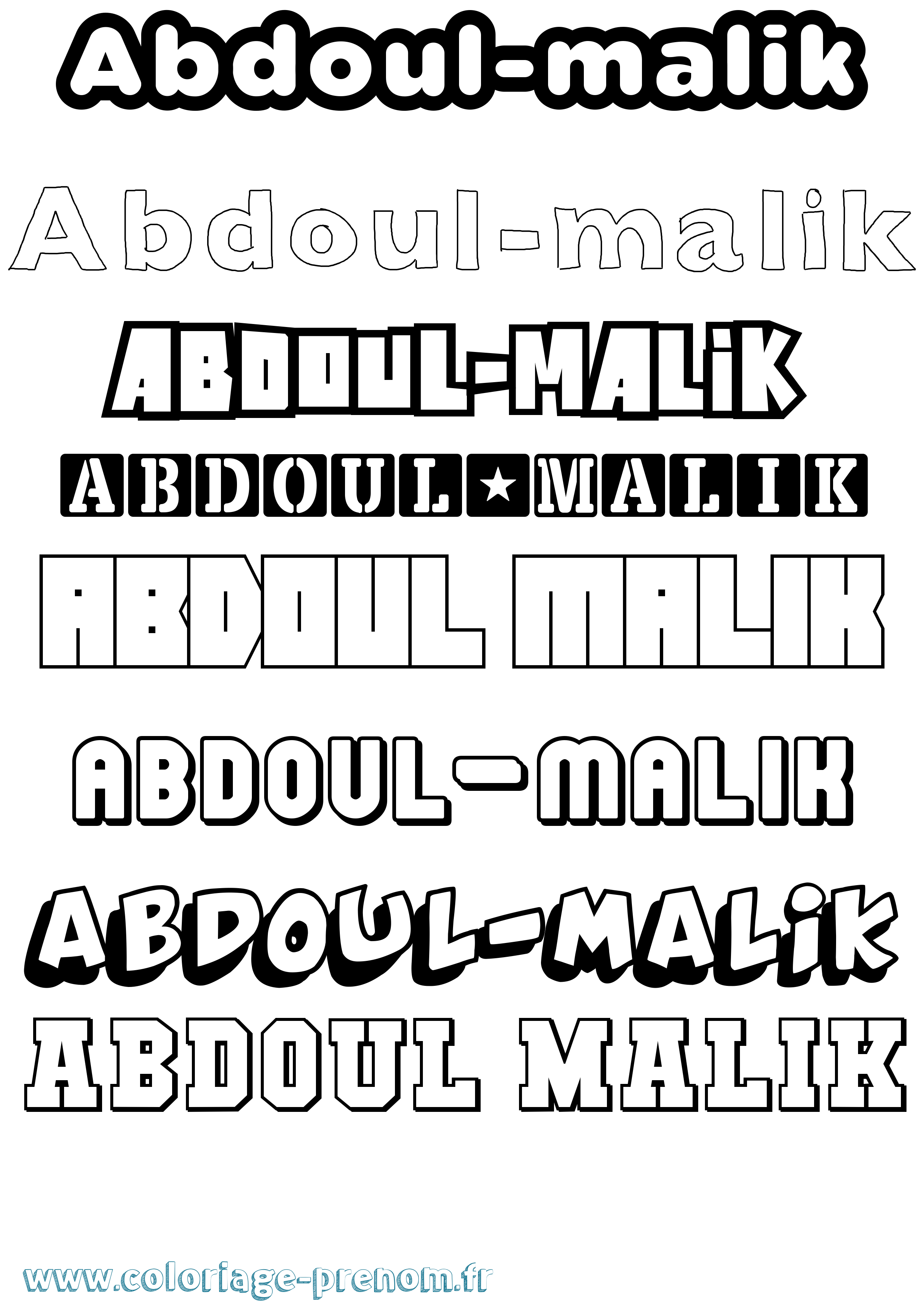 Coloriage prénom Abdoul-Malik Simple