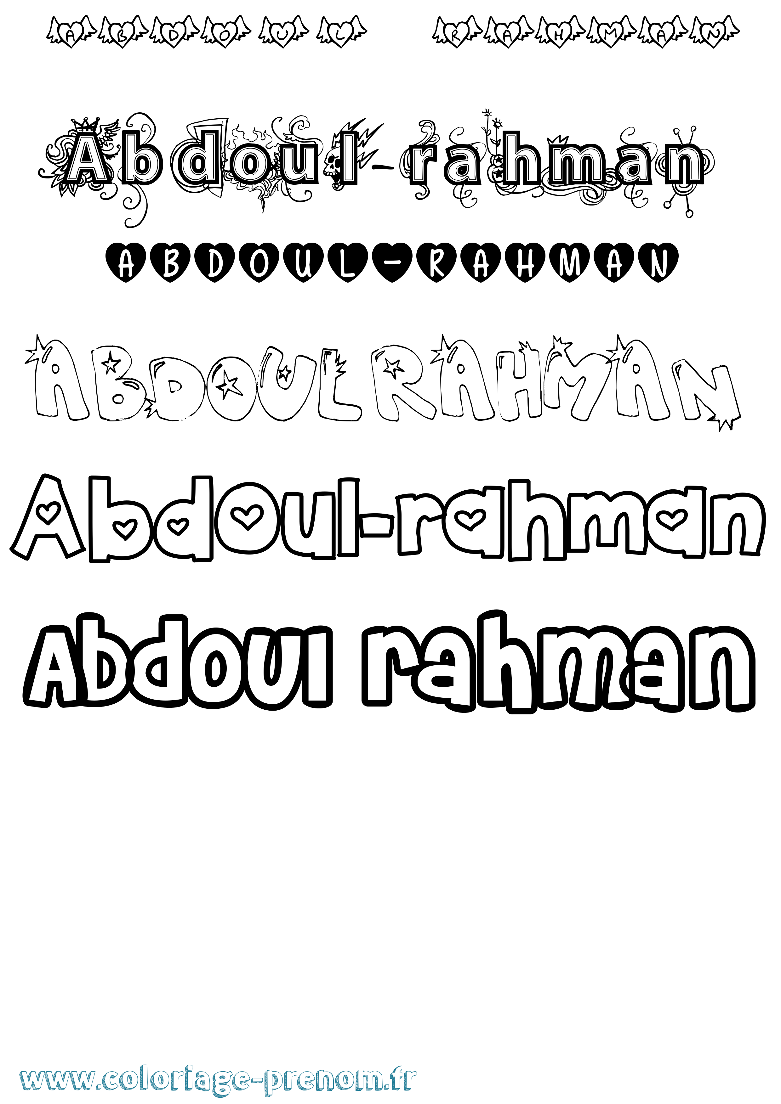 Coloriage prénom Abdoul-Rahman Girly