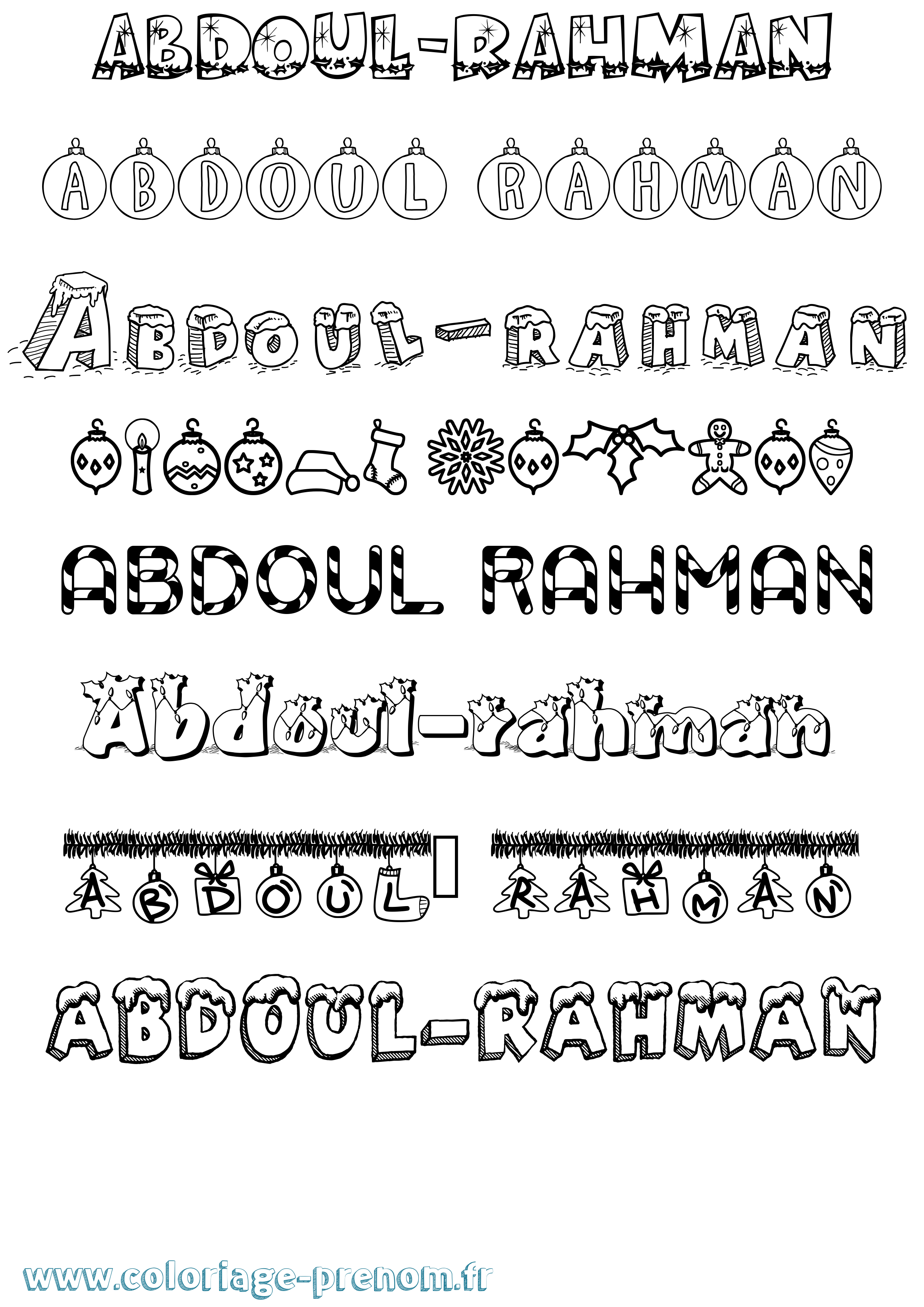 Coloriage prénom Abdoul-Rahman Noël