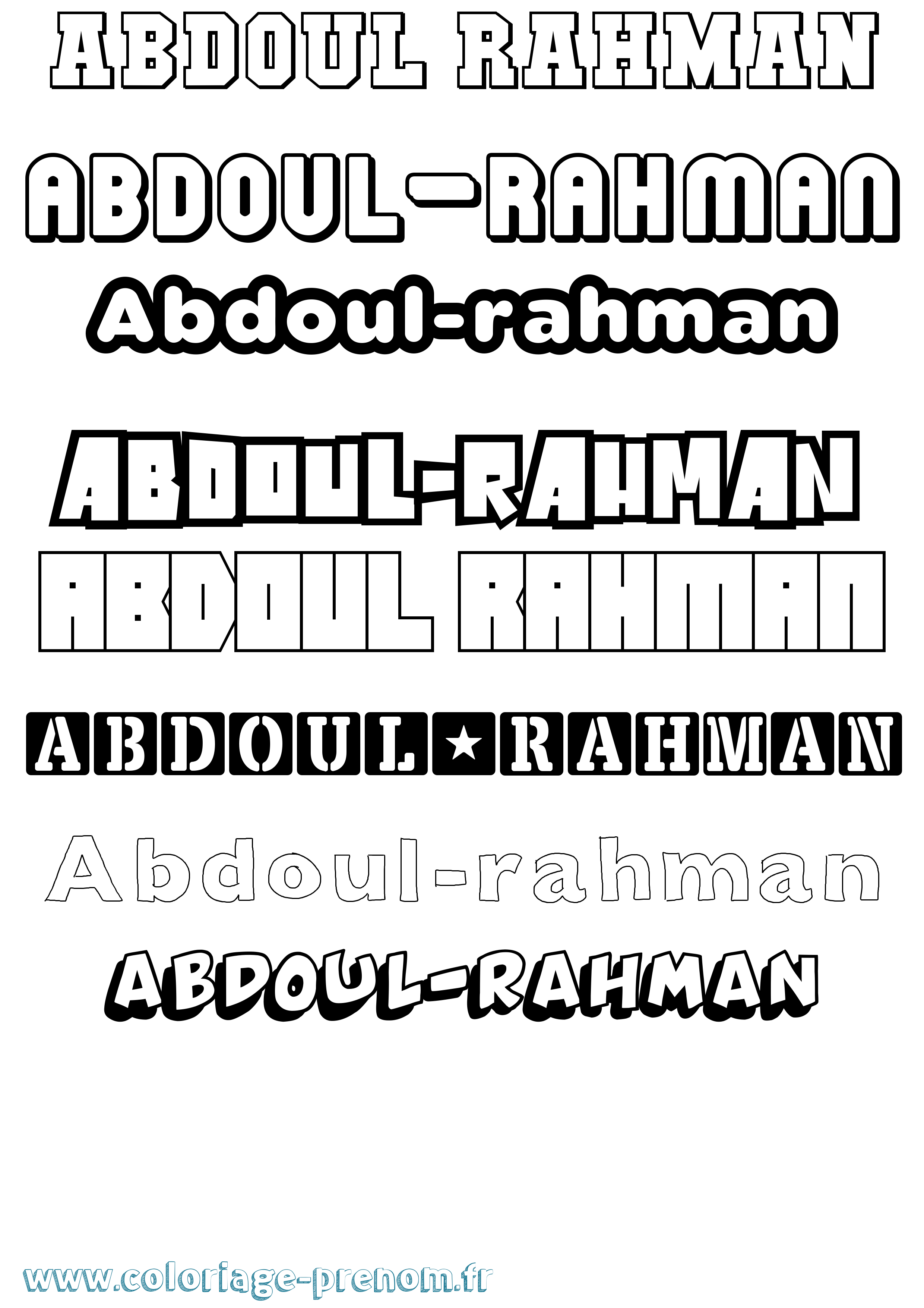 Coloriage prénom Abdoul-Rahman Simple