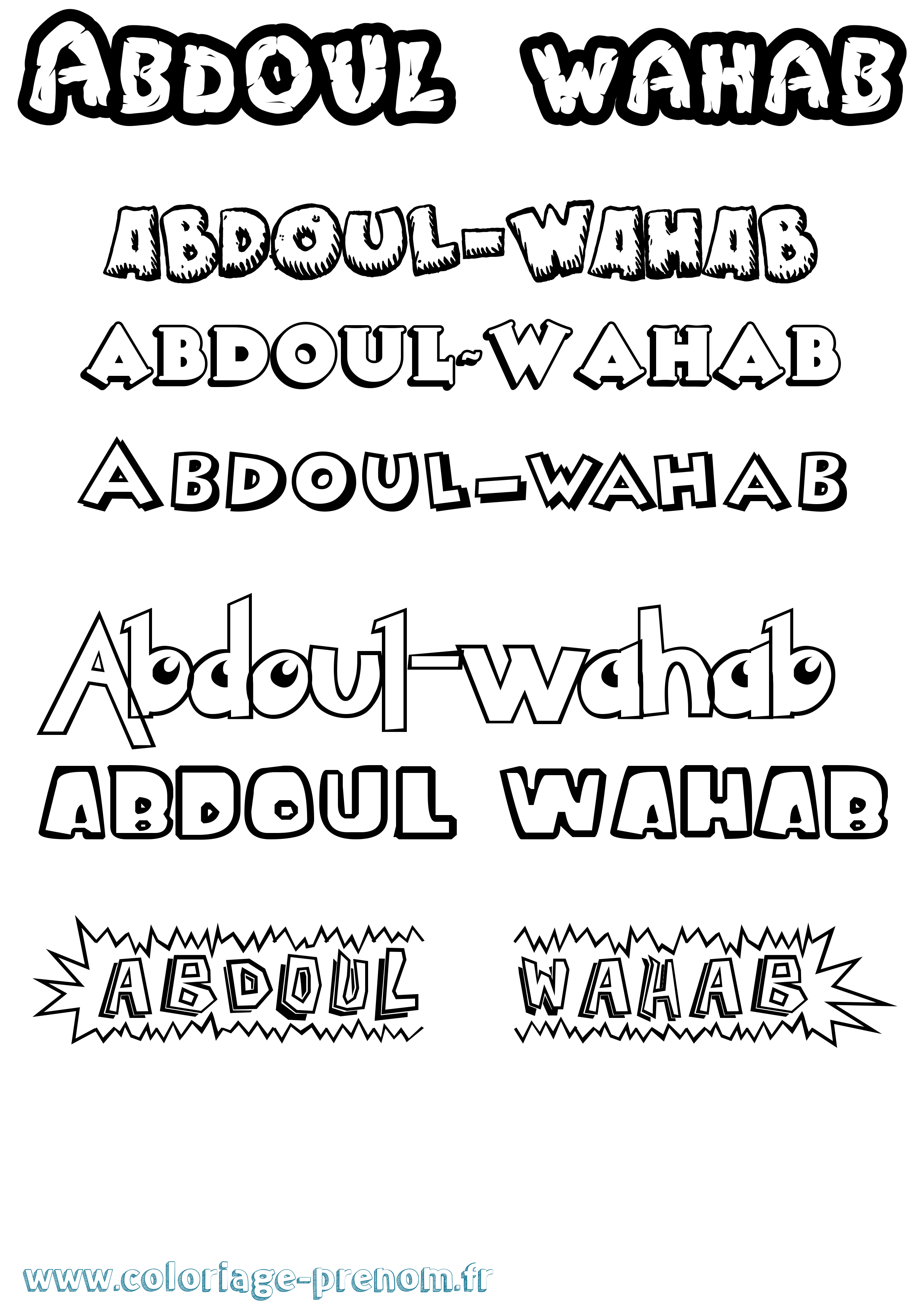 Coloriage prénom Abdoul-Wahab Dessin Animé