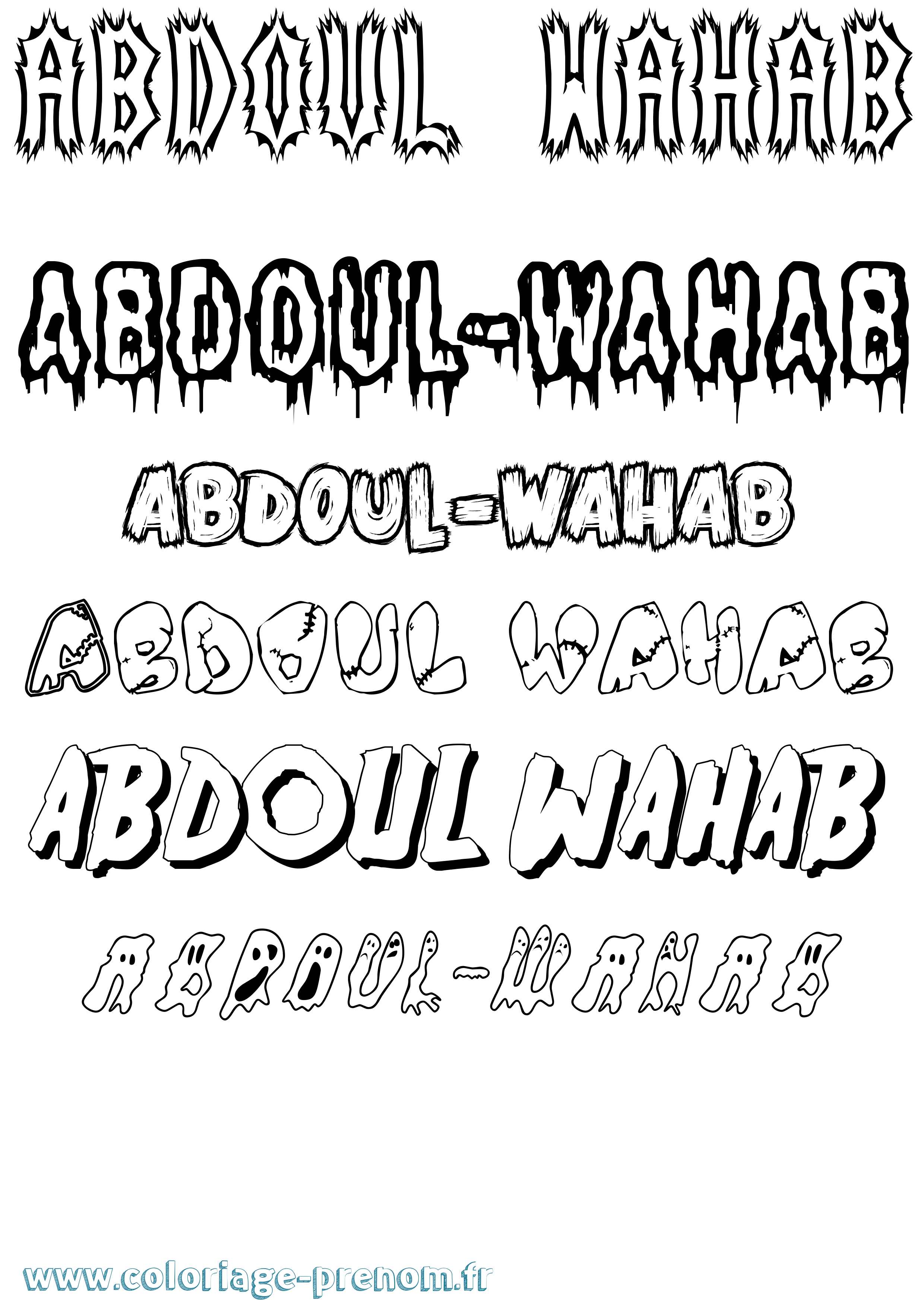 Coloriage prénom Abdoul-Wahab Frisson