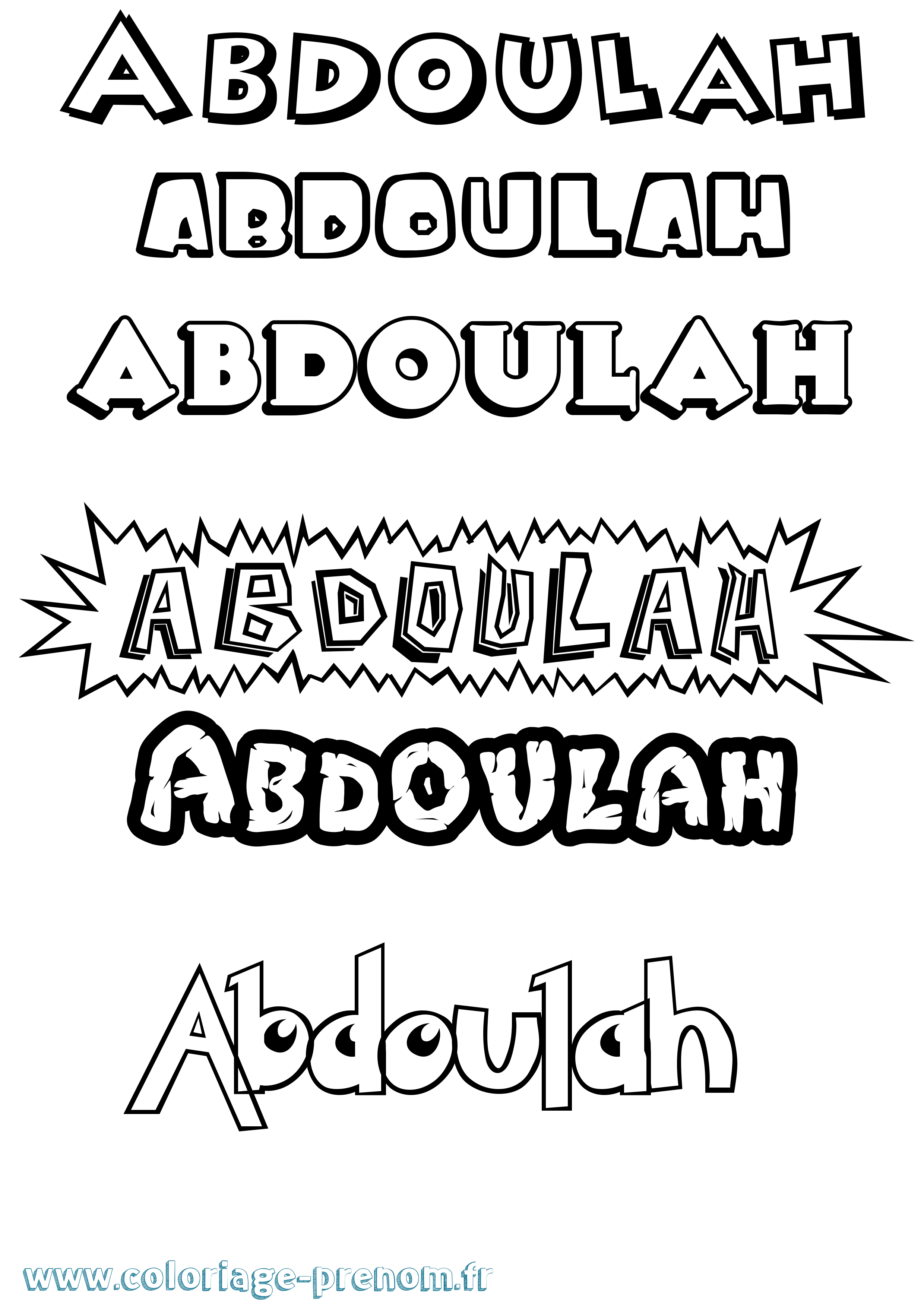 Coloriage prénom Abdoulah Dessin Animé