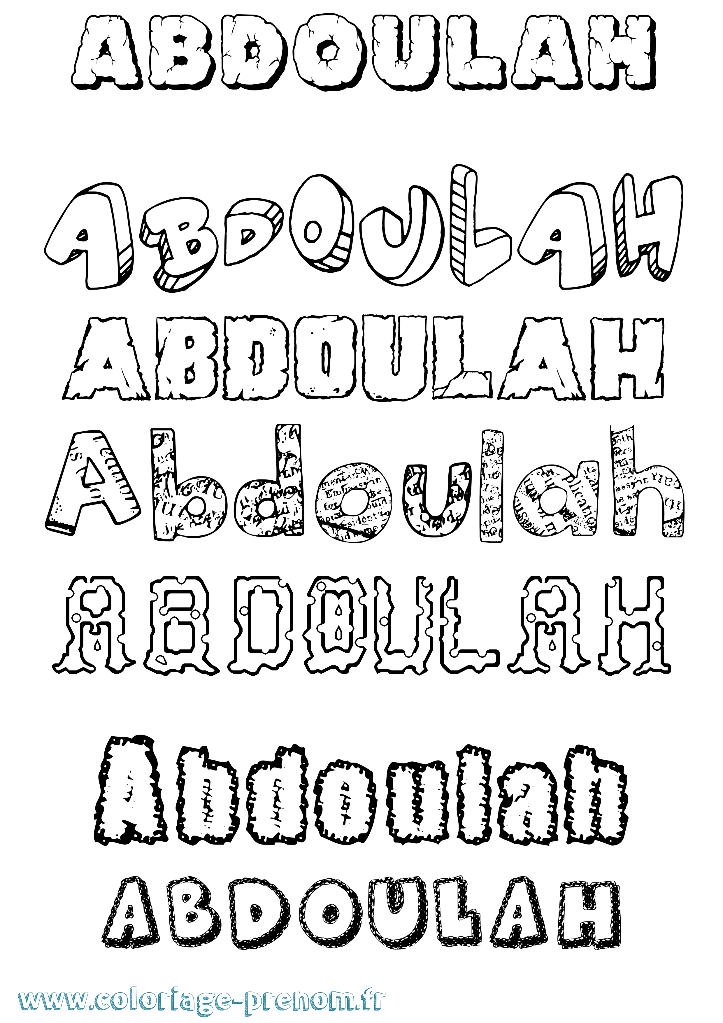 Coloriage prénom Abdoulah Destructuré