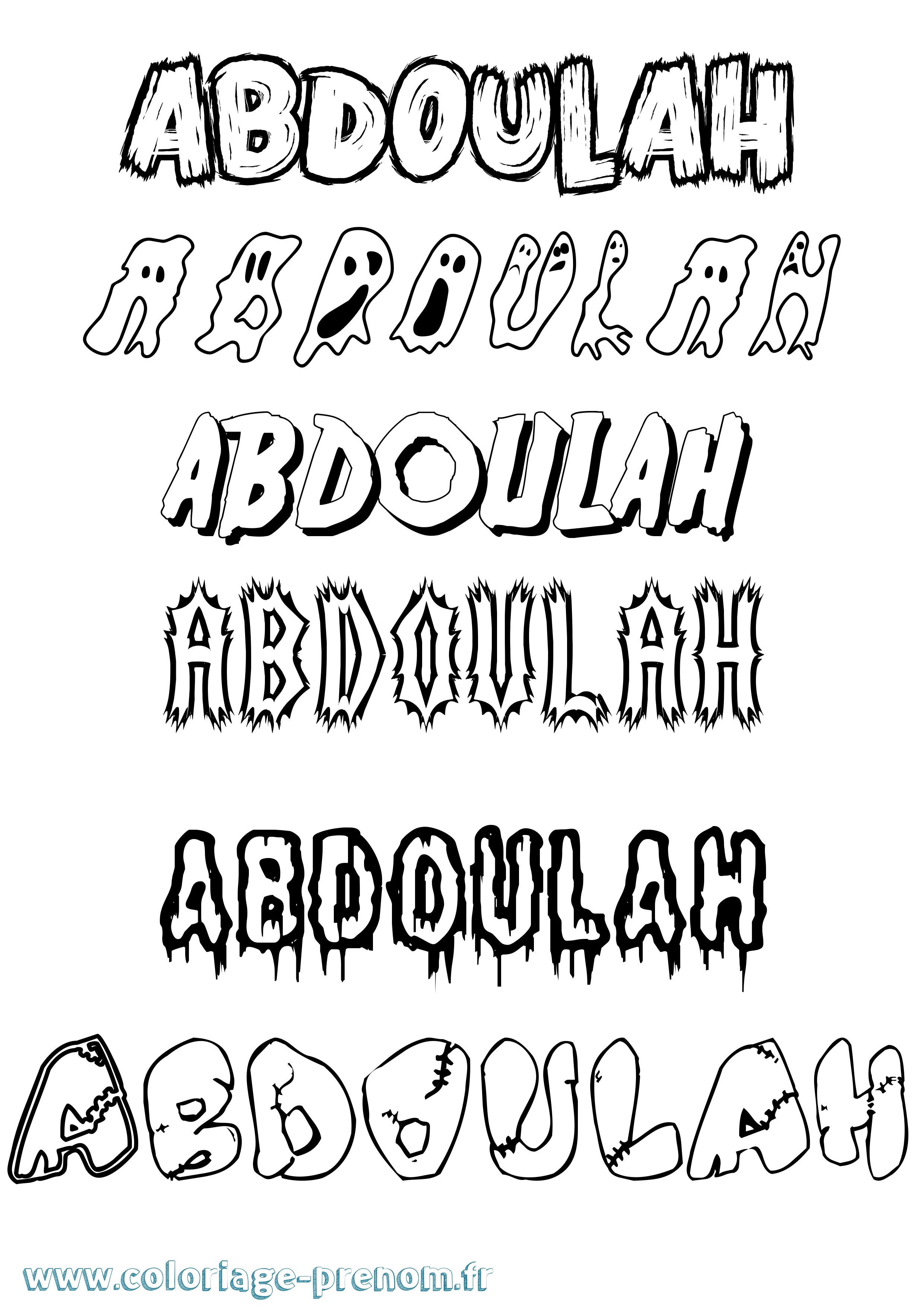 Coloriage prénom Abdoulah Frisson