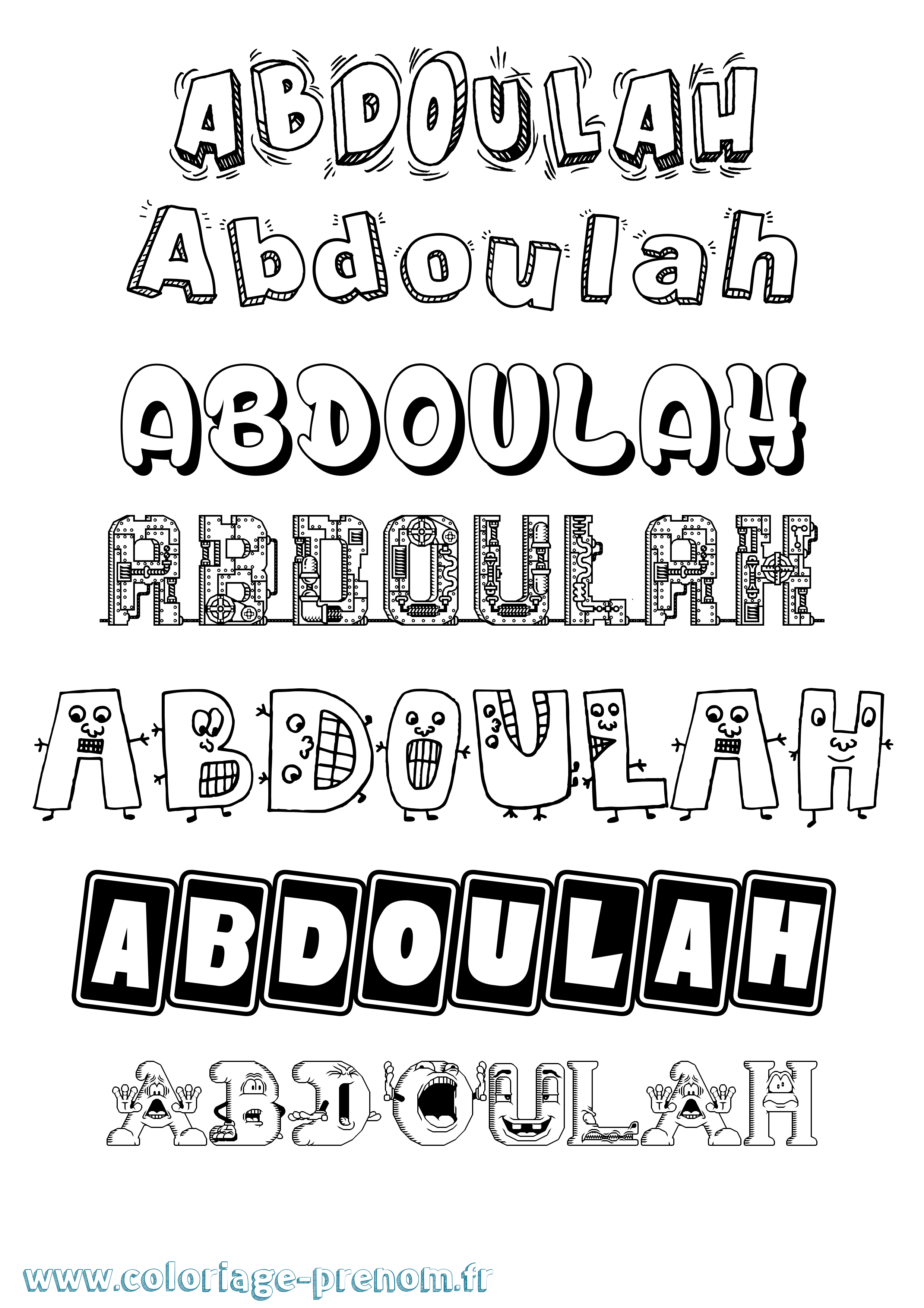 Coloriage prénom Abdoulah Fun