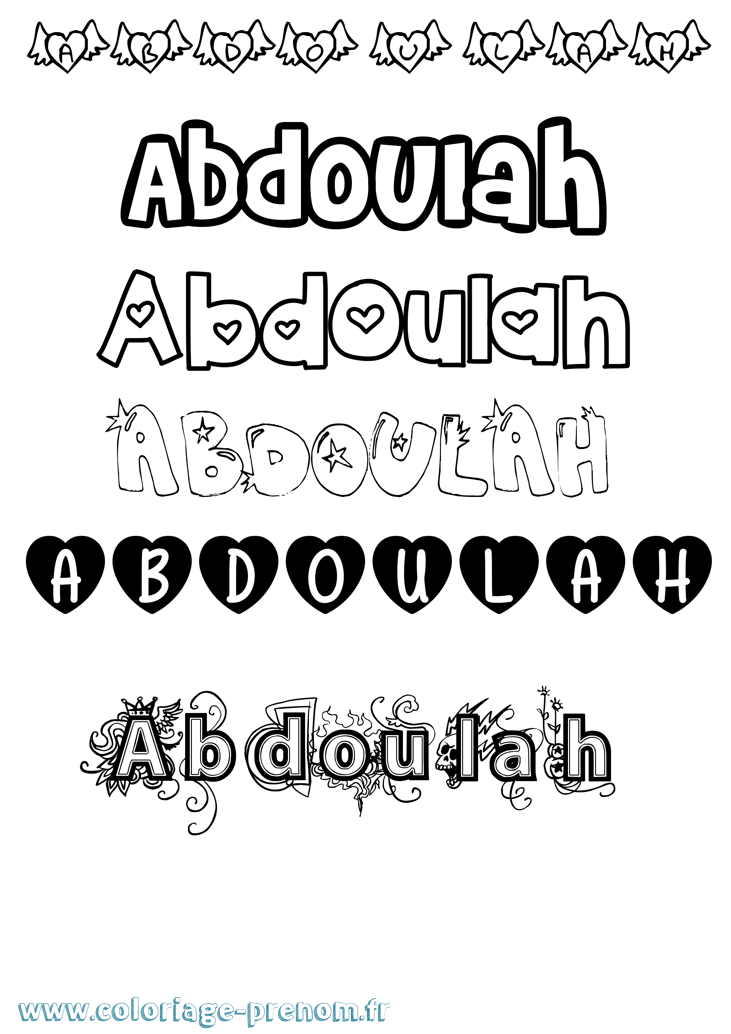 Coloriage prénom Abdoulah Girly