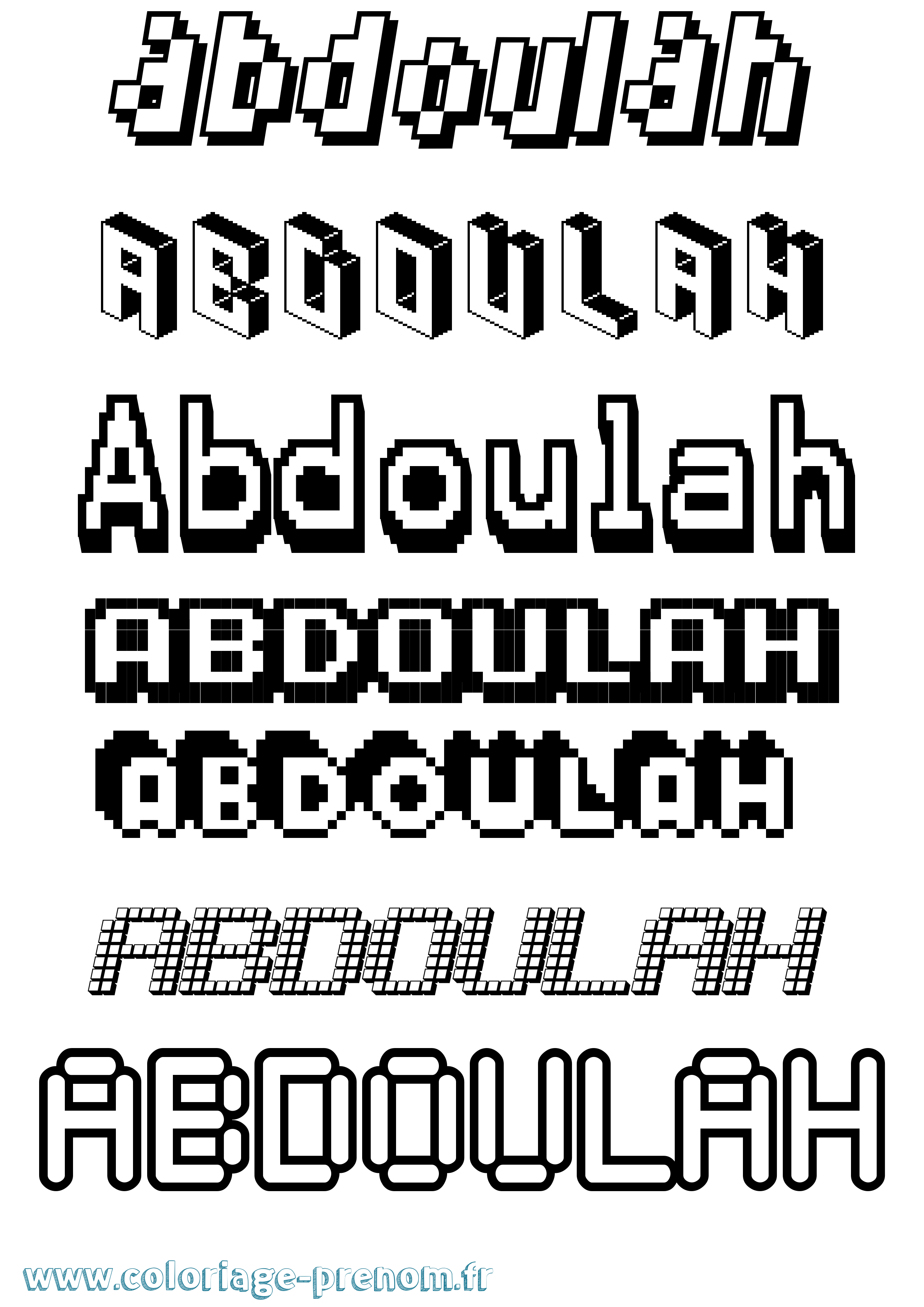 Coloriage prénom Abdoulah Pixel