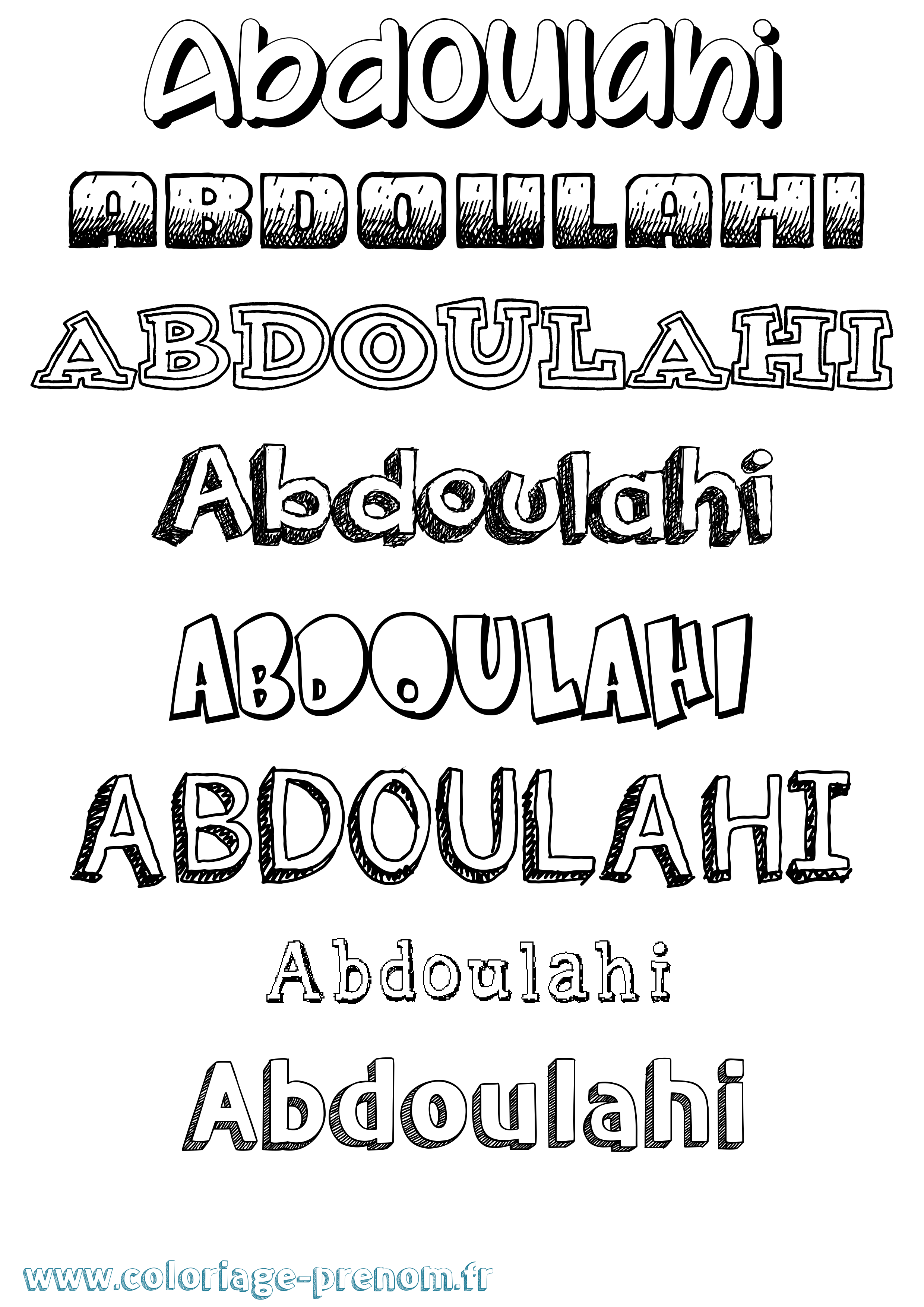 Coloriage prénom Abdoulahi Dessiné