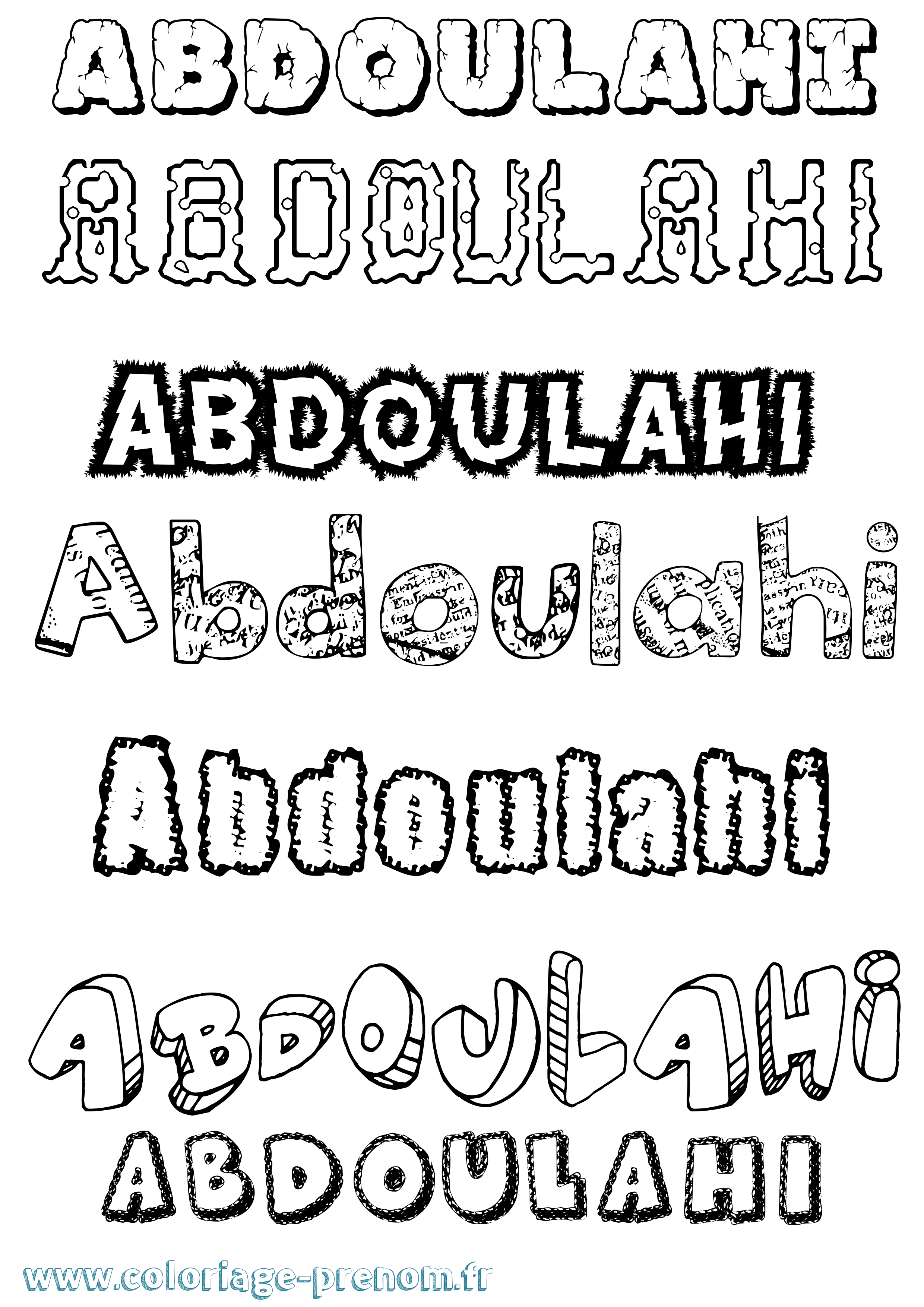 Coloriage prénom Abdoulahi Destructuré