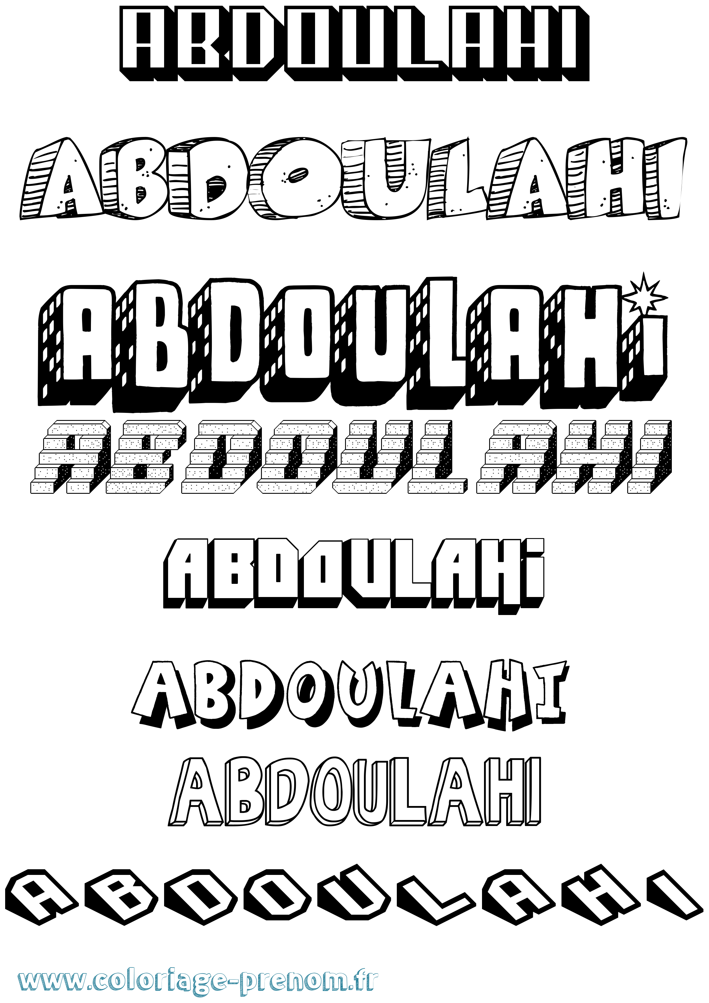 Coloriage prénom Abdoulahi Effet 3D