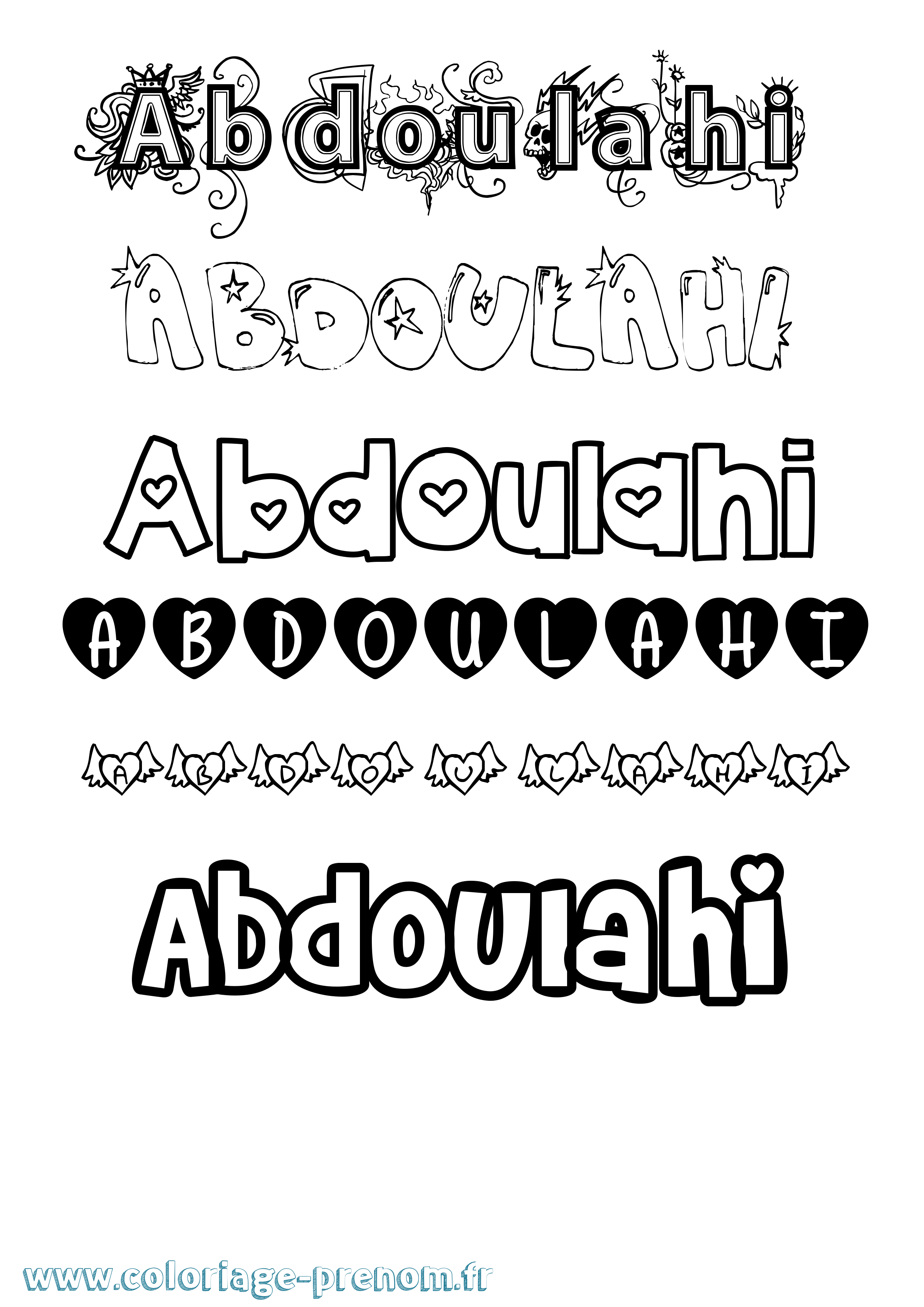Coloriage prénom Abdoulahi Girly