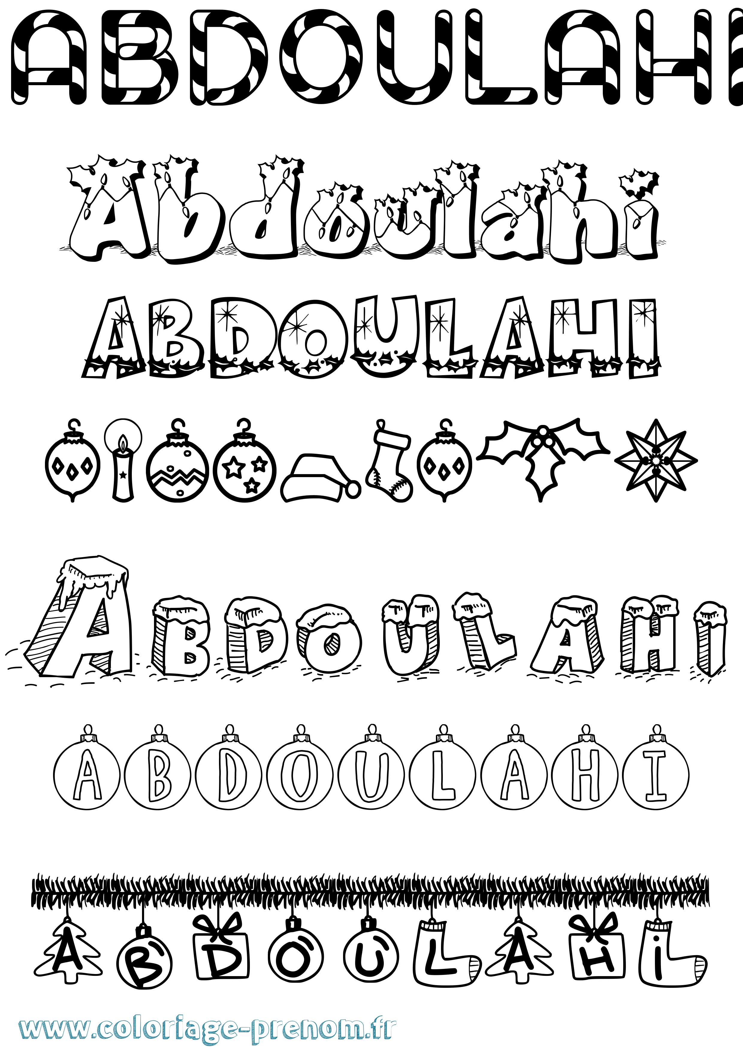 Coloriage prénom Abdoulahi Noël