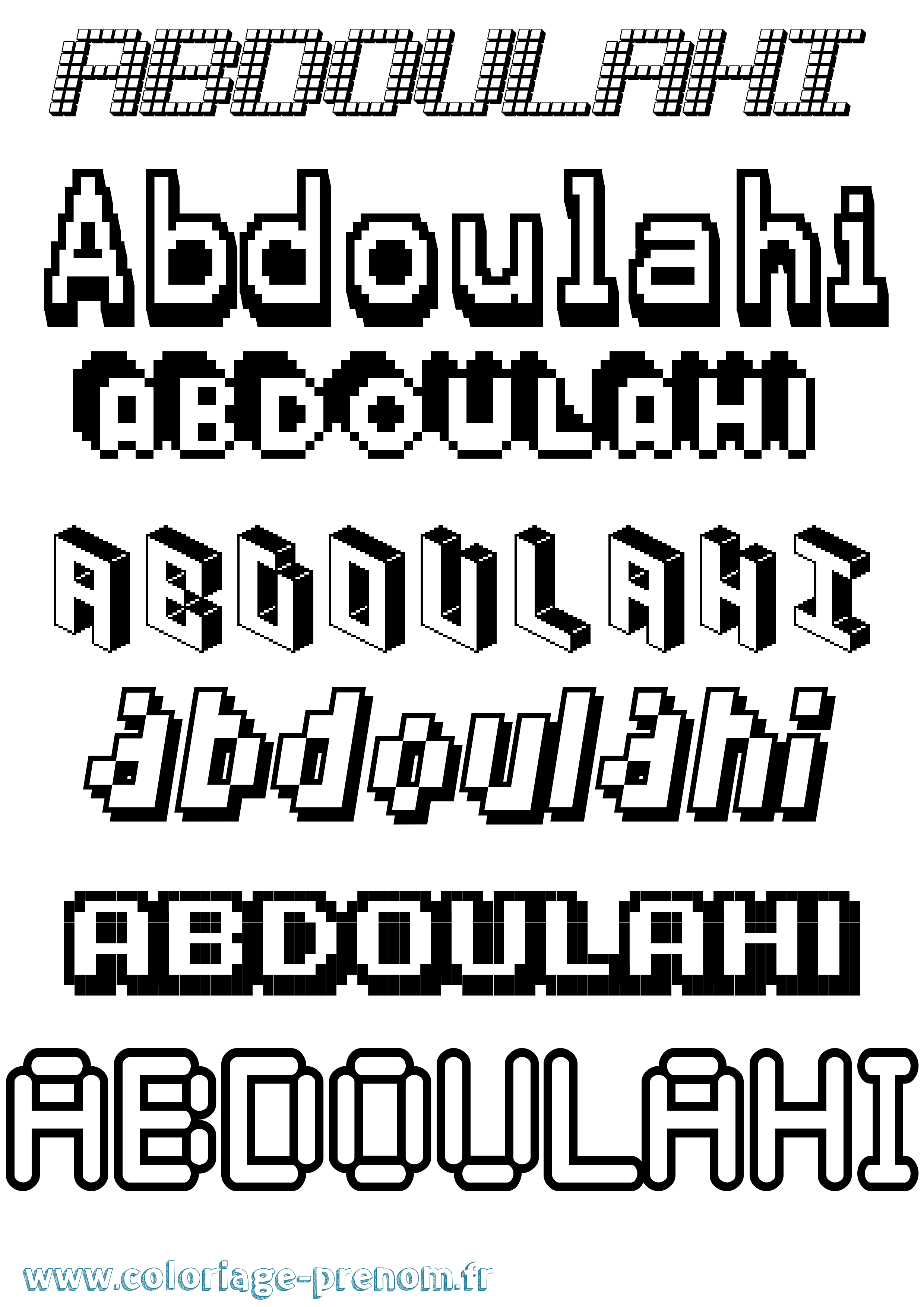 Coloriage prénom Abdoulahi Pixel