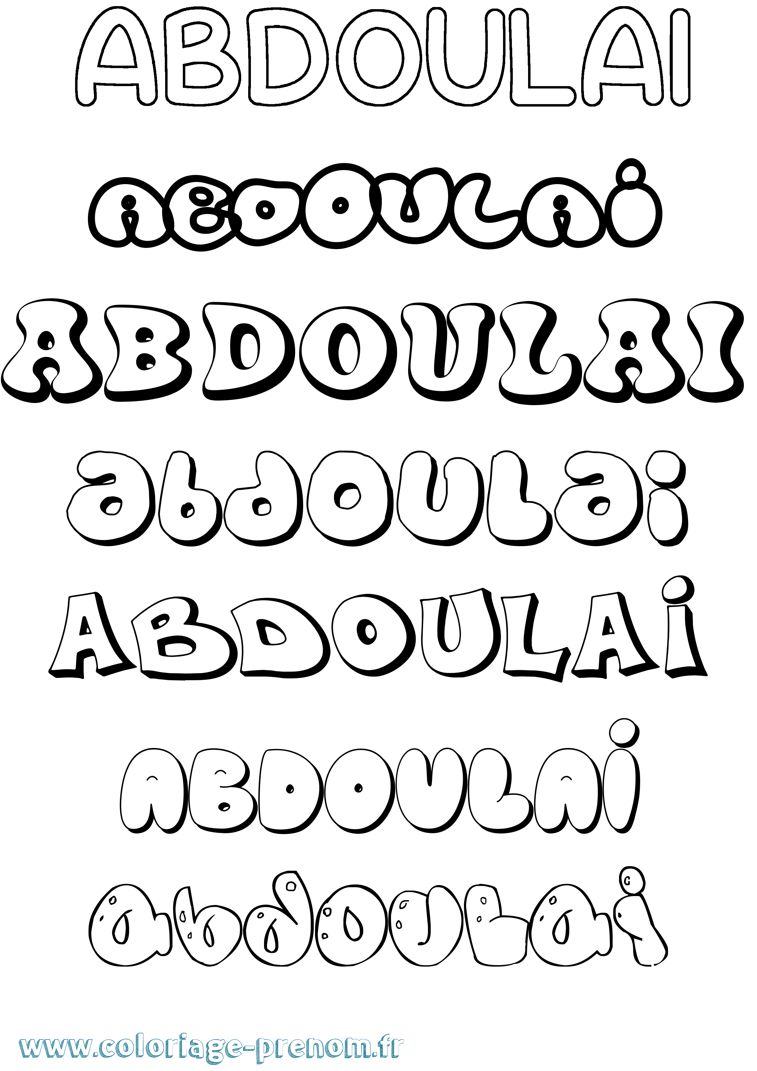 Coloriage prénom Abdoulai Bubble