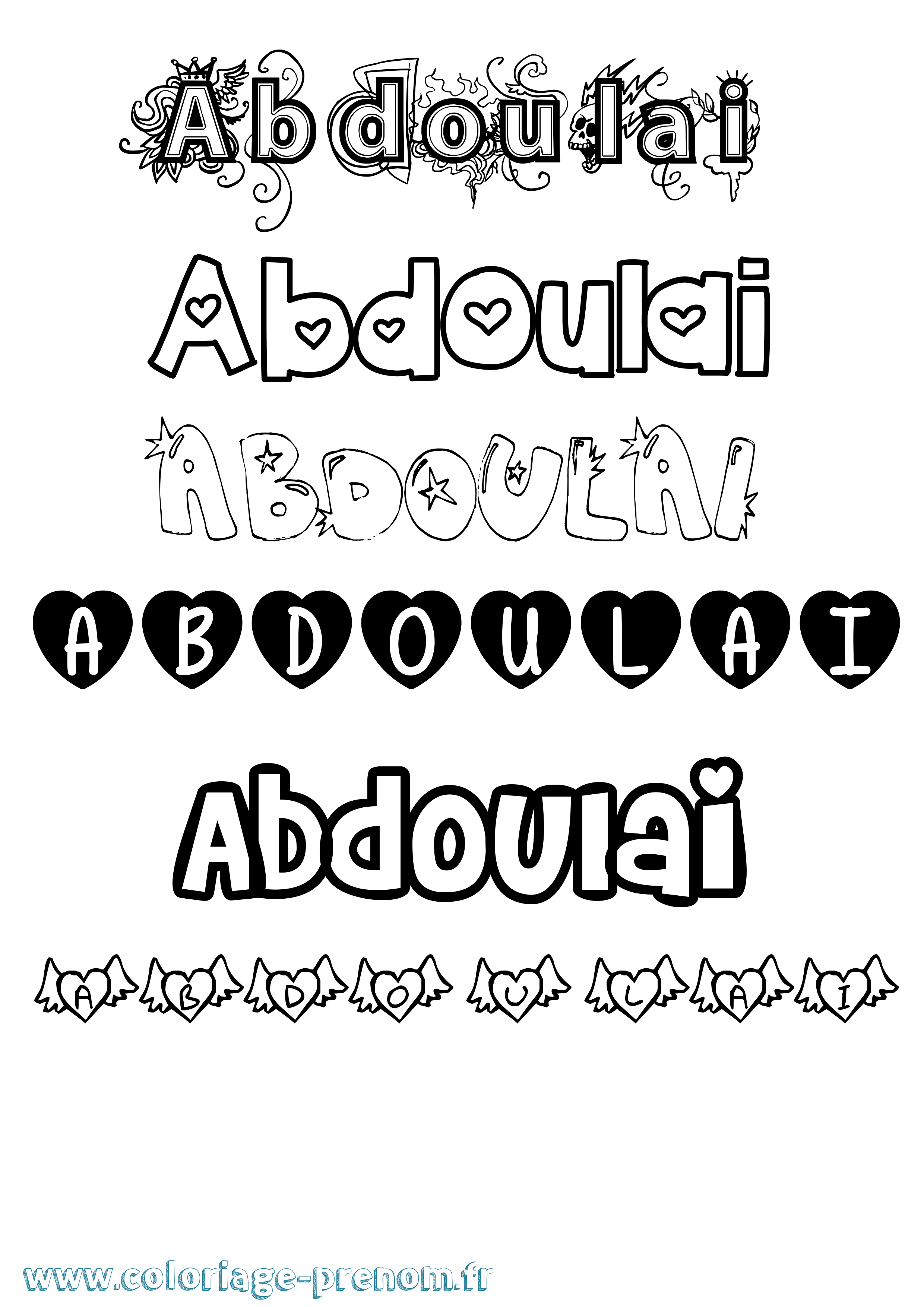 Coloriage prénom Abdoulai Girly