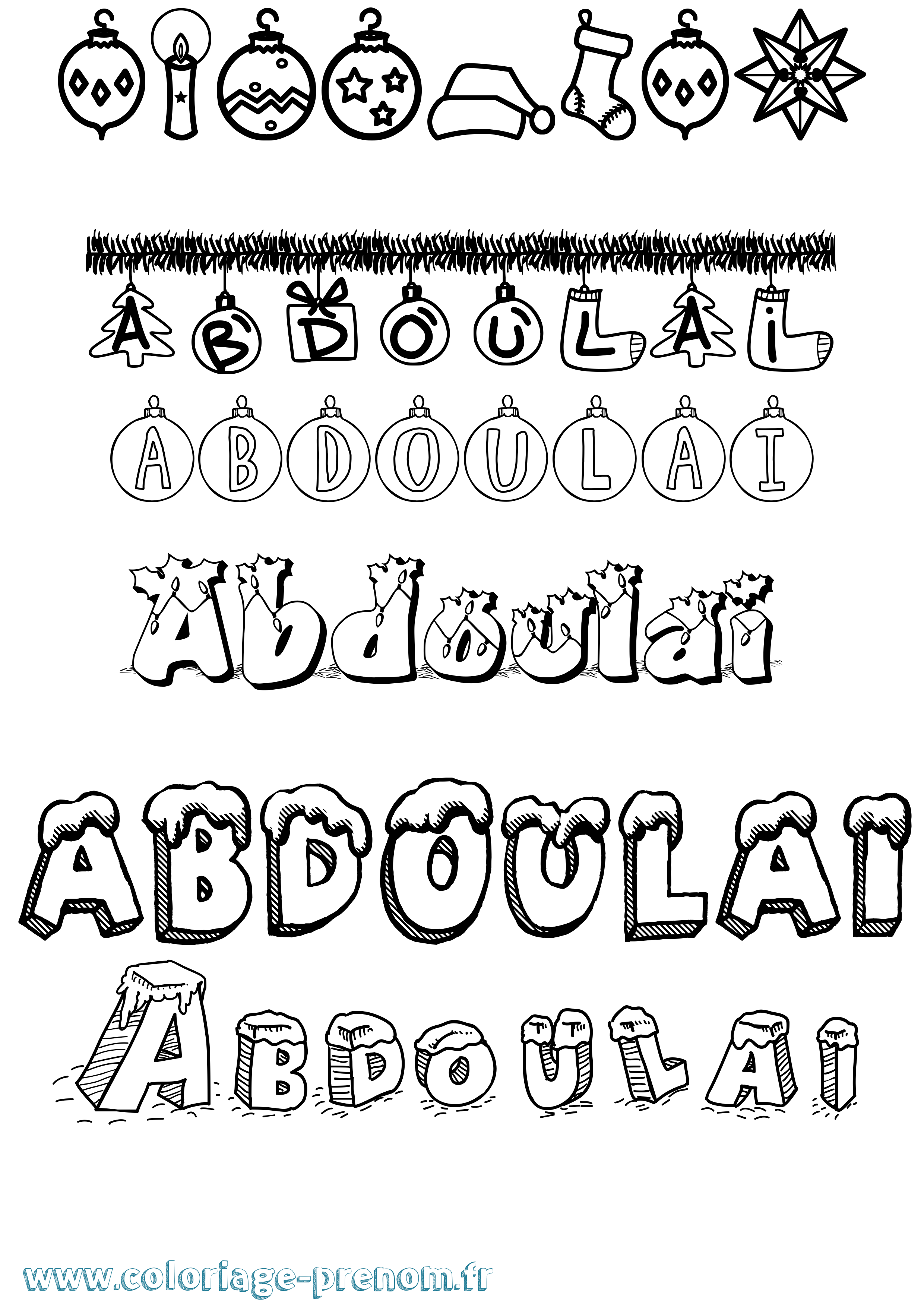 Coloriage Abdoulai Noël Coloriage prénom Abdoulai Noël