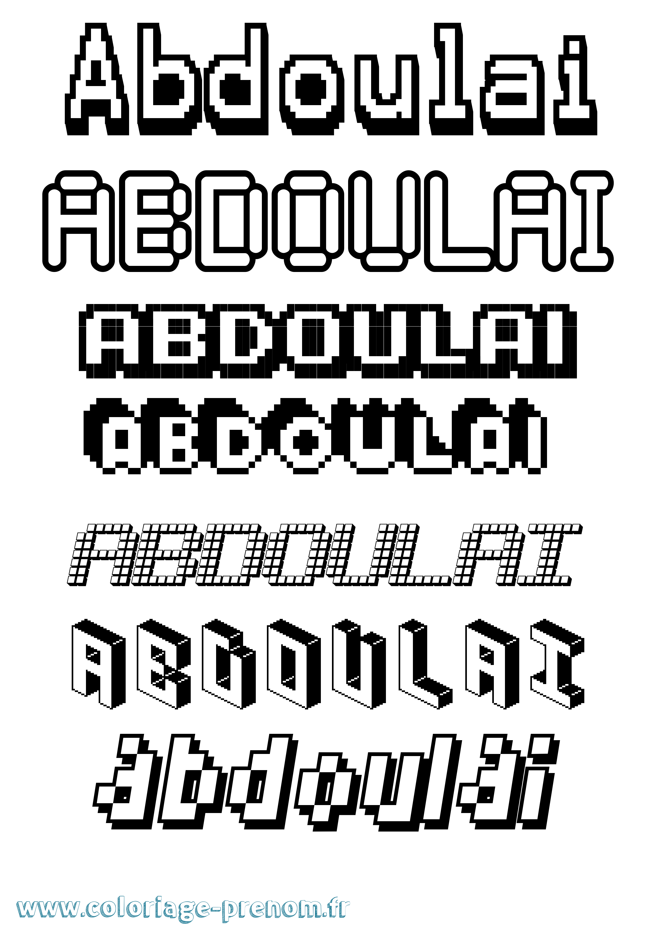 Coloriage prénom Abdoulai Pixel