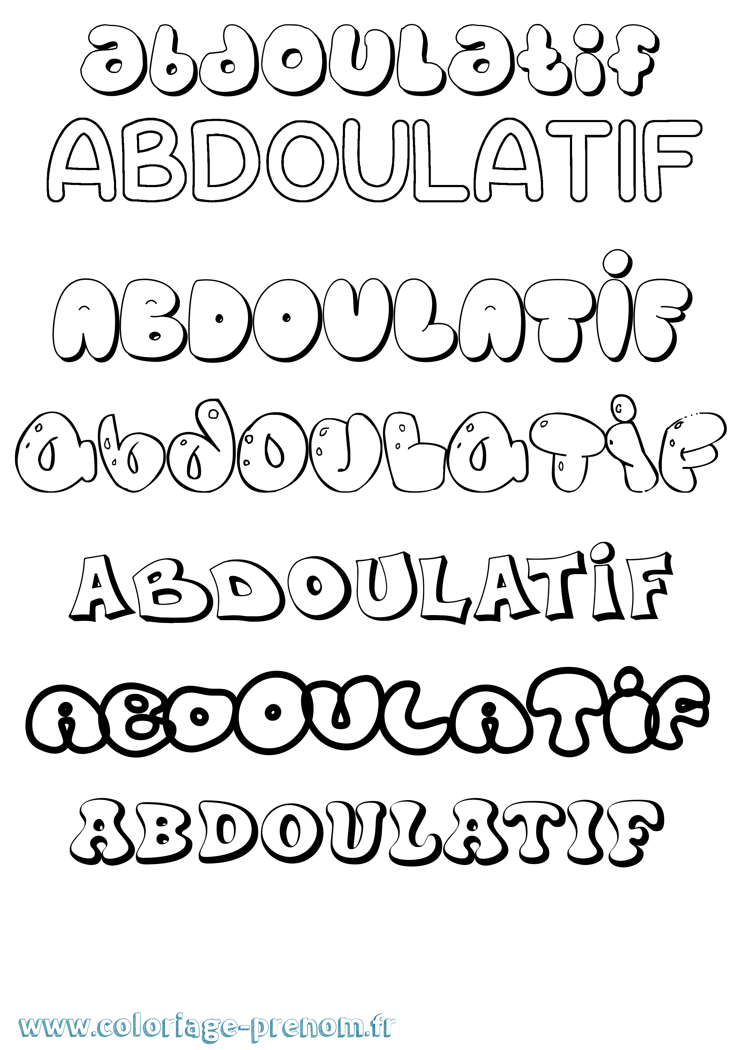 Coloriage Abdoulatif Bubble Coloriage prénom Abdoulatif Bubble