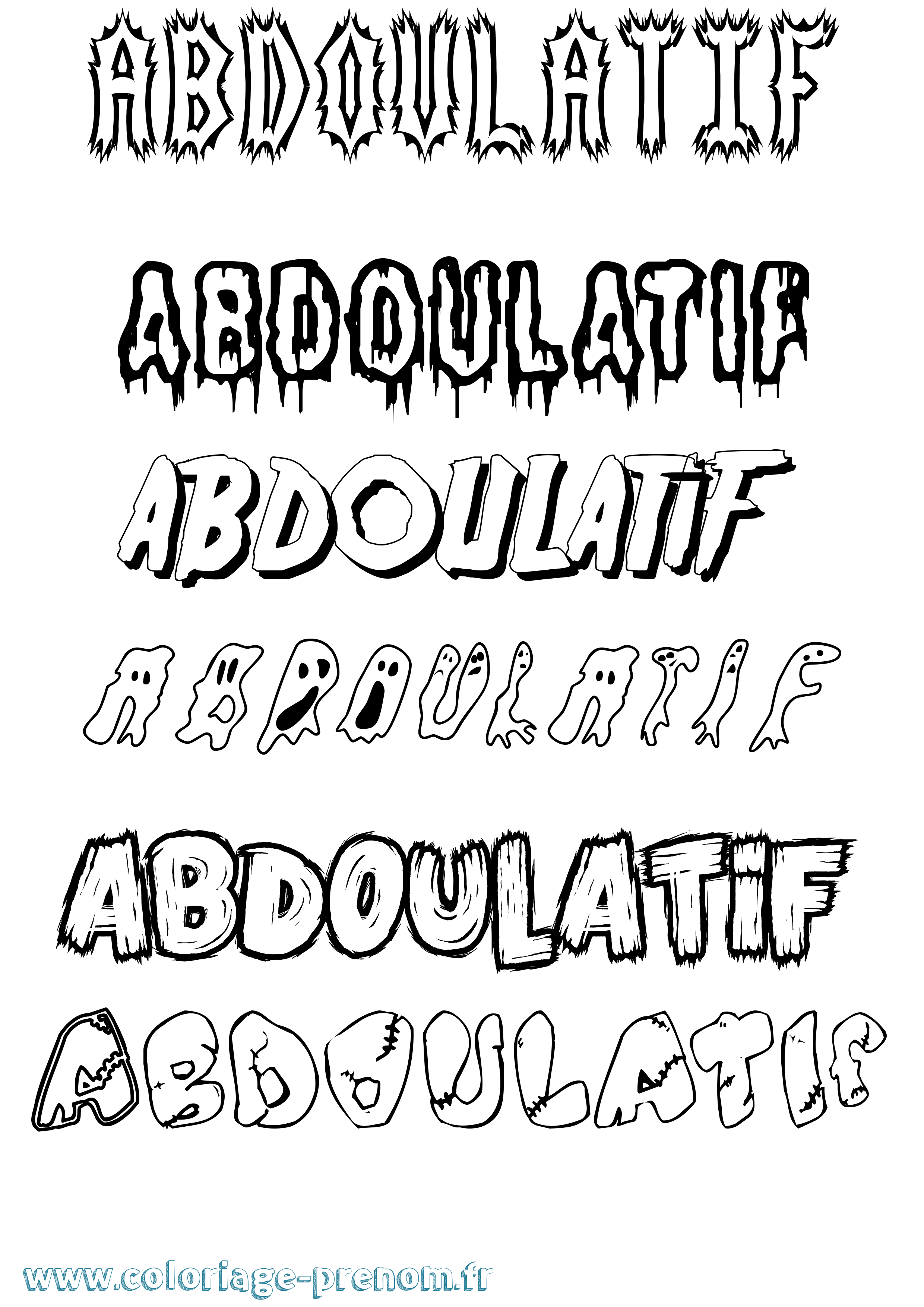 Coloriage Abdoulatif Frisson Coloriage prénom Abdoulatif Frisson