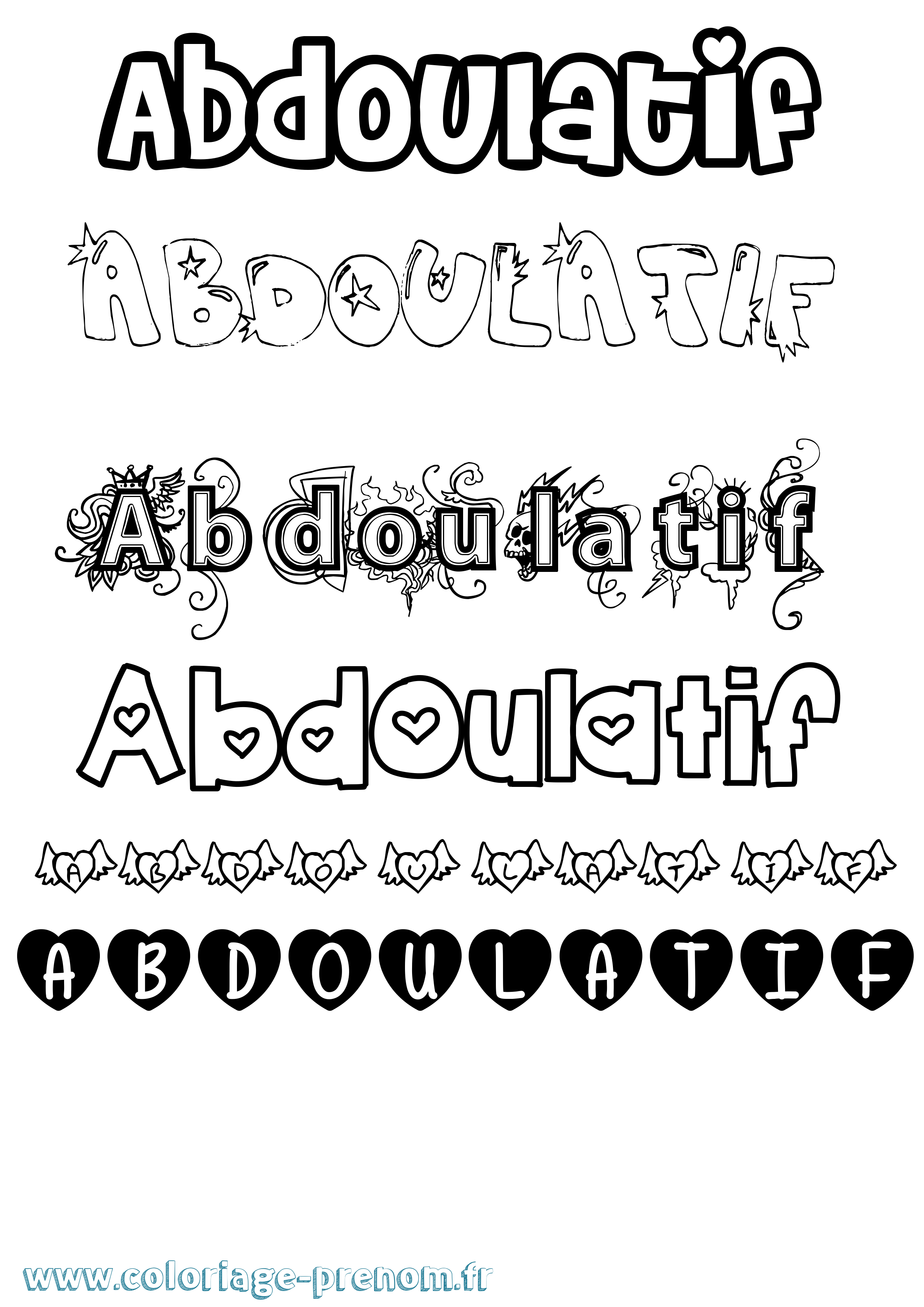 Coloriage prénom Abdoulatif Girly