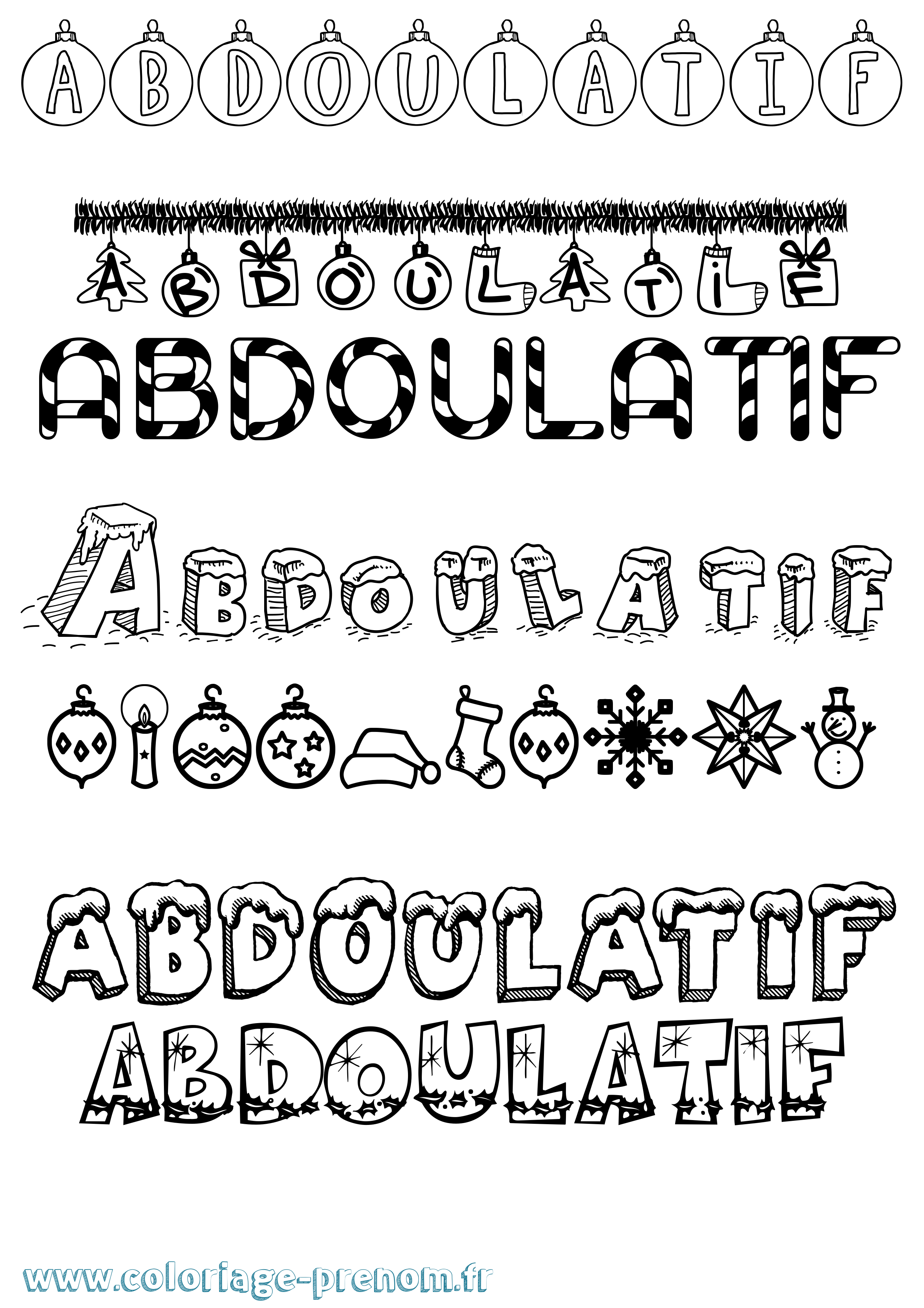 Coloriage Abdoulatif Noël Coloriage prénom Abdoulatif Noël