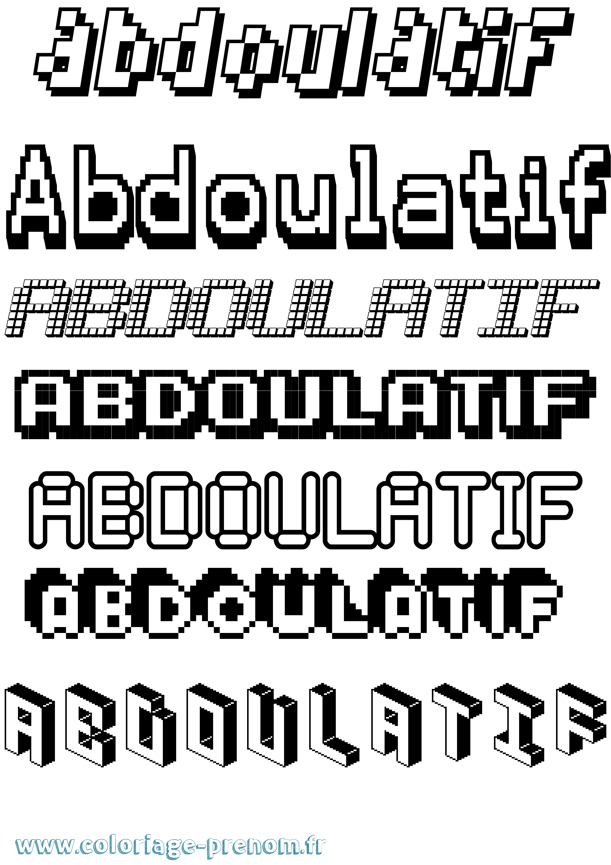 Coloriage prénom Abdoulatif Pixel