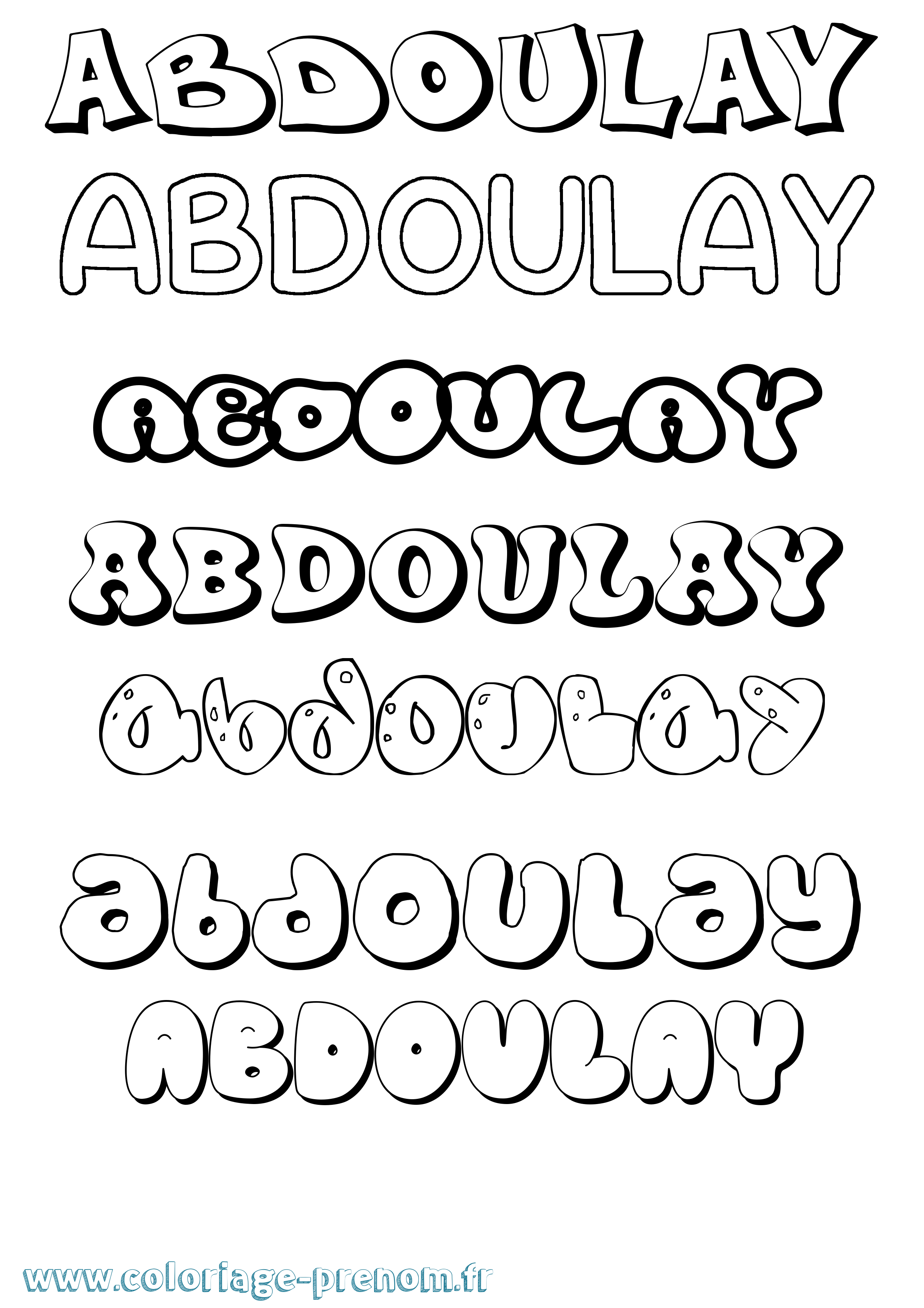 Coloriage prénom Abdoulay Bubble