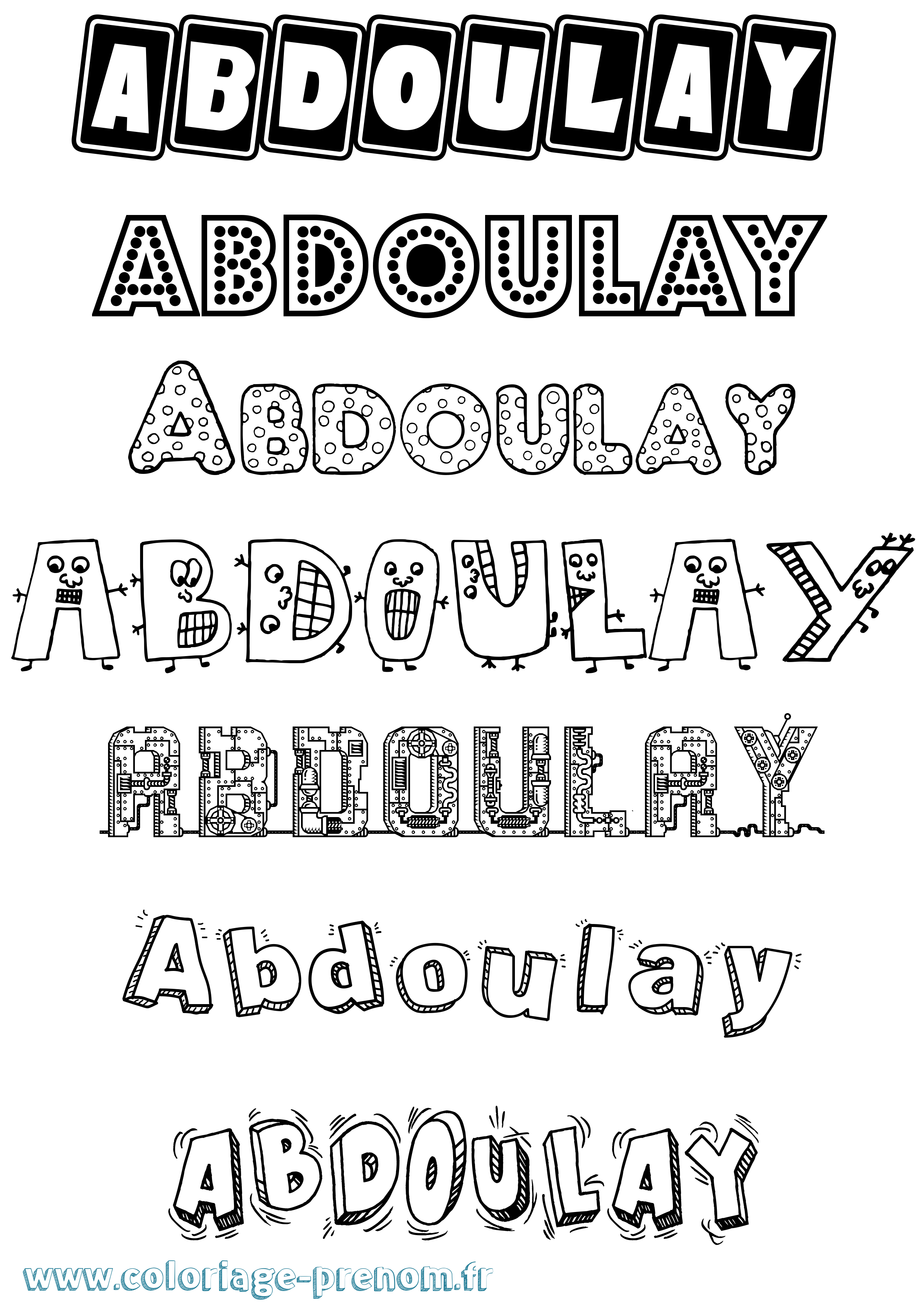 Coloriage prénom Abdoulay Fun