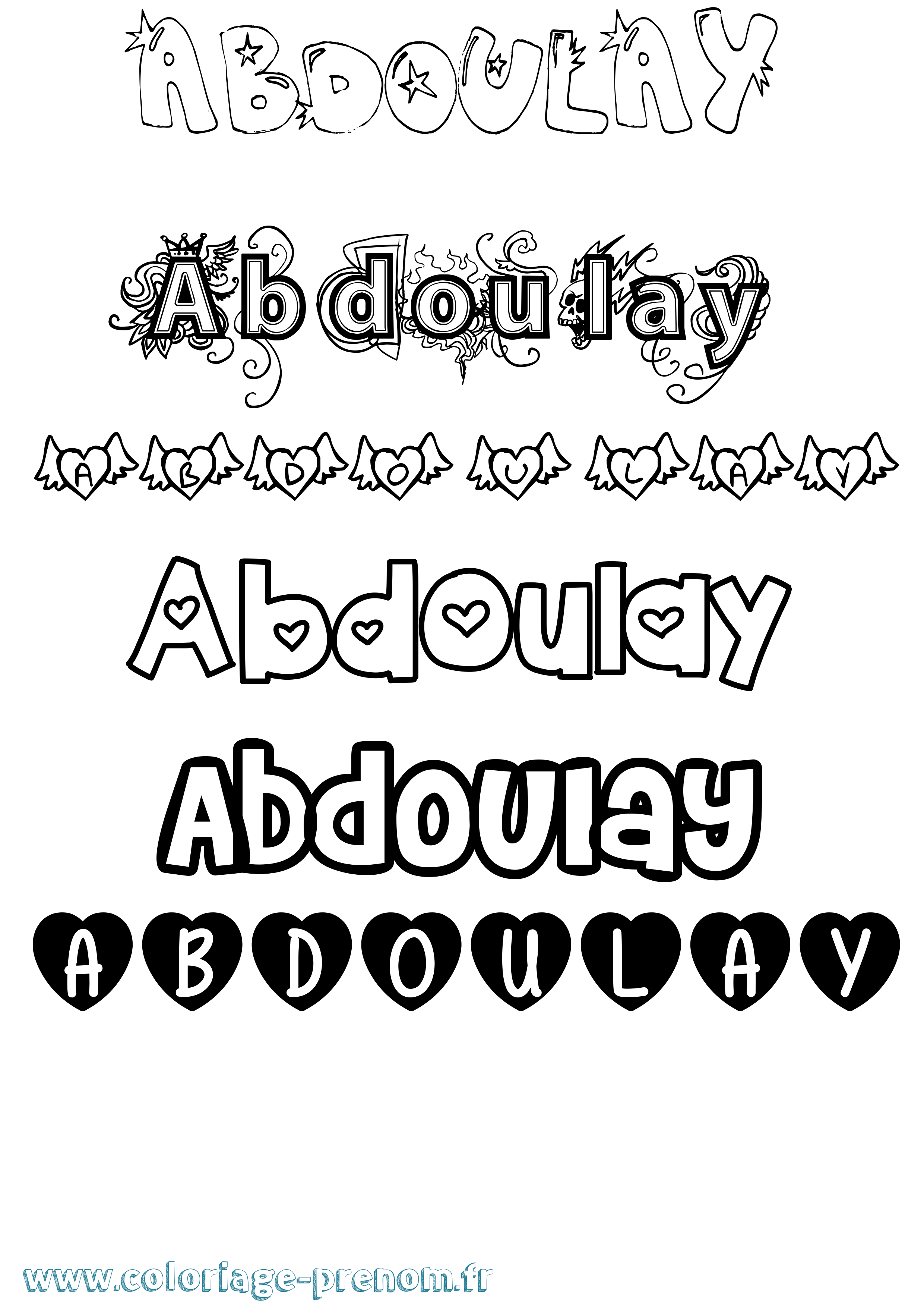 Coloriage prénom Abdoulay Girly