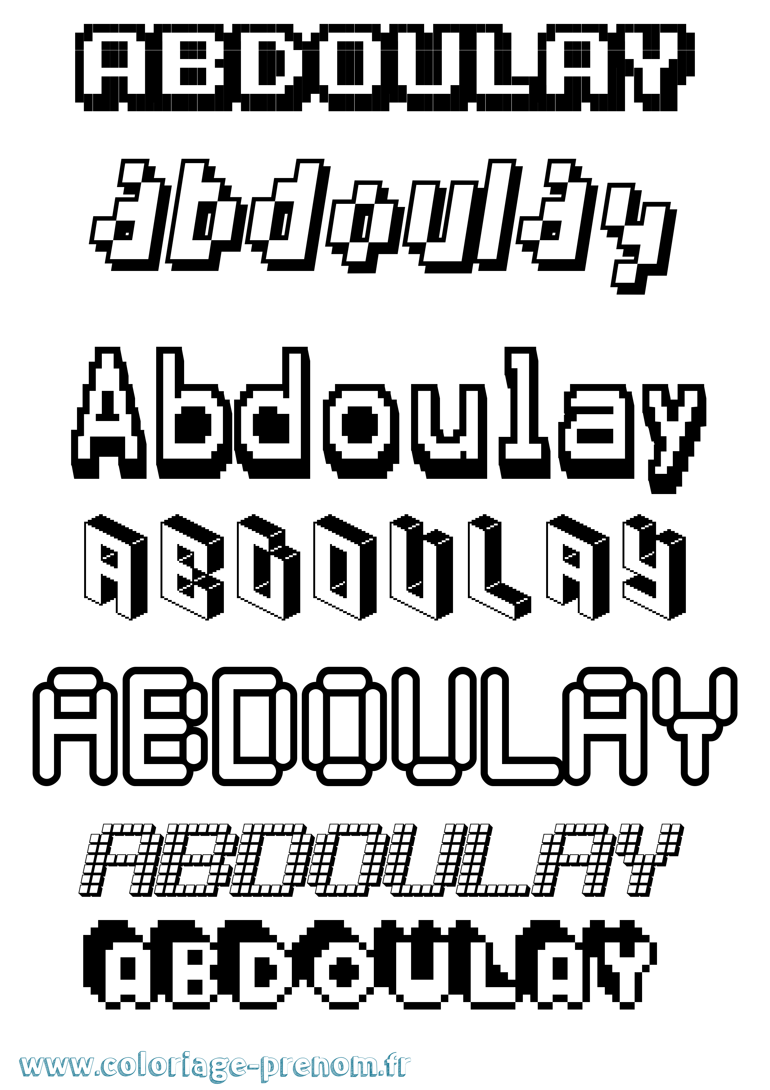 Coloriage prénom Abdoulay Pixel