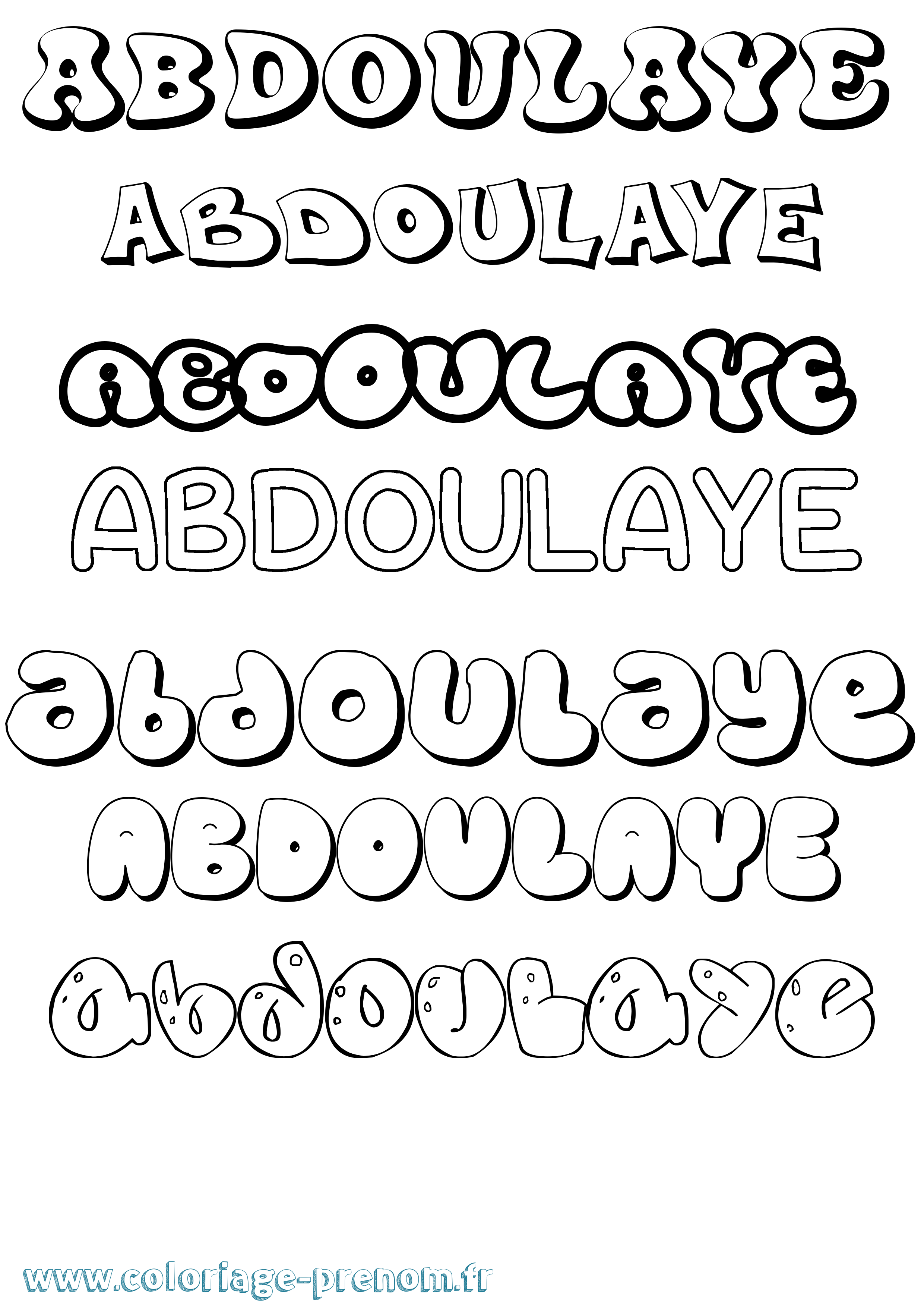 Coloriage prénom Abdoulaye Bubble