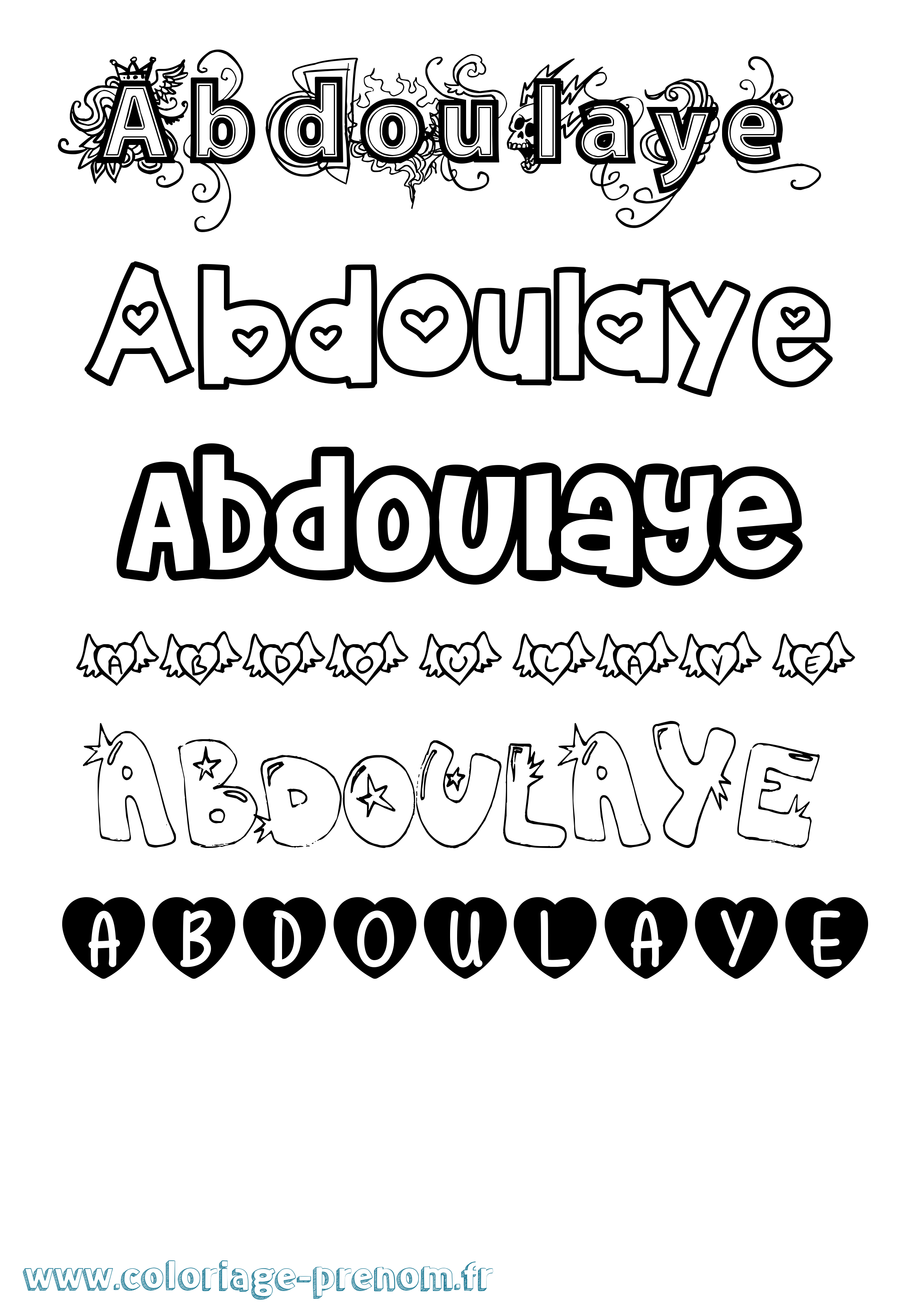 Coloriage prénom Abdoulaye Girly