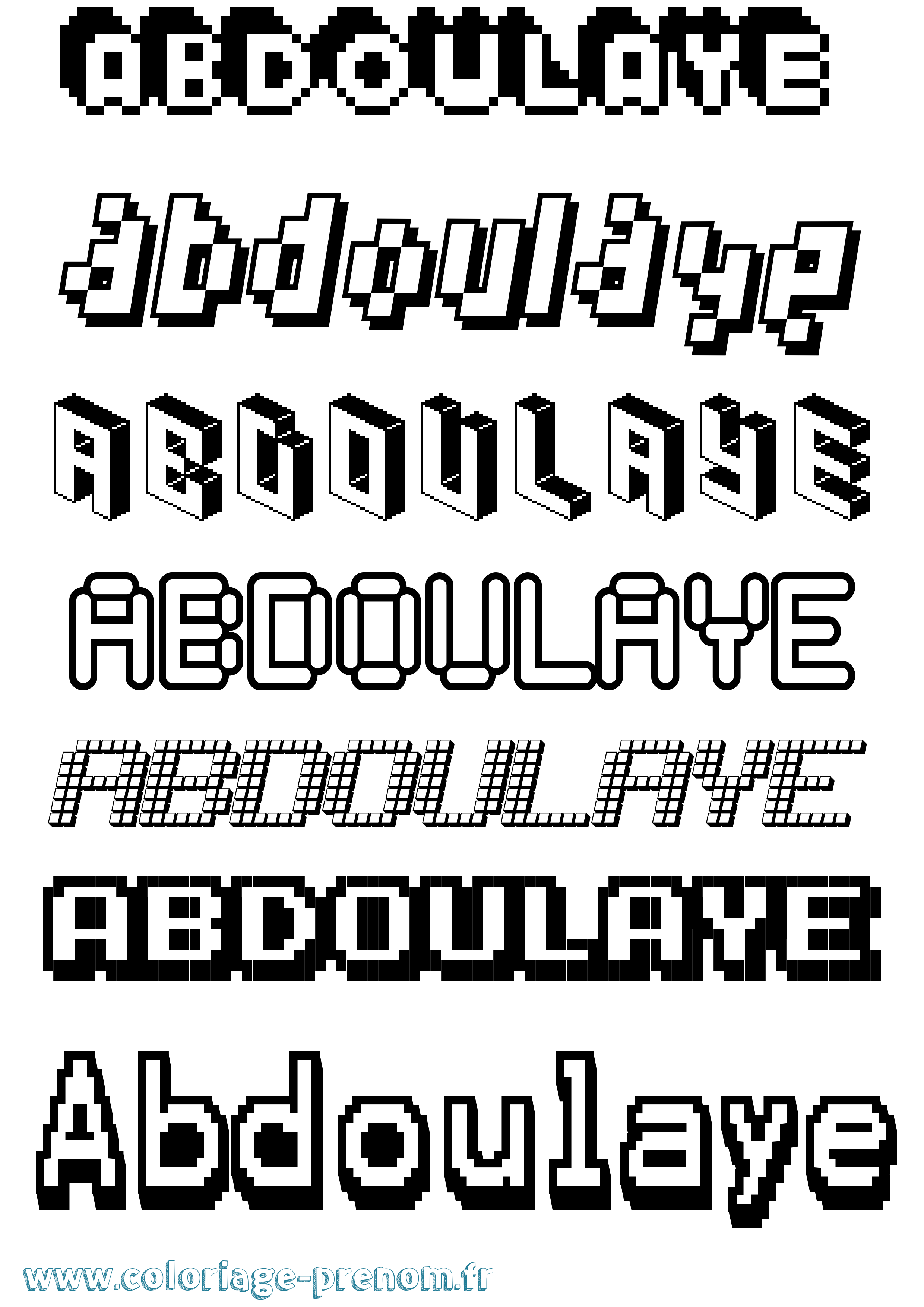 Coloriage prénom Abdoulaye Pixel