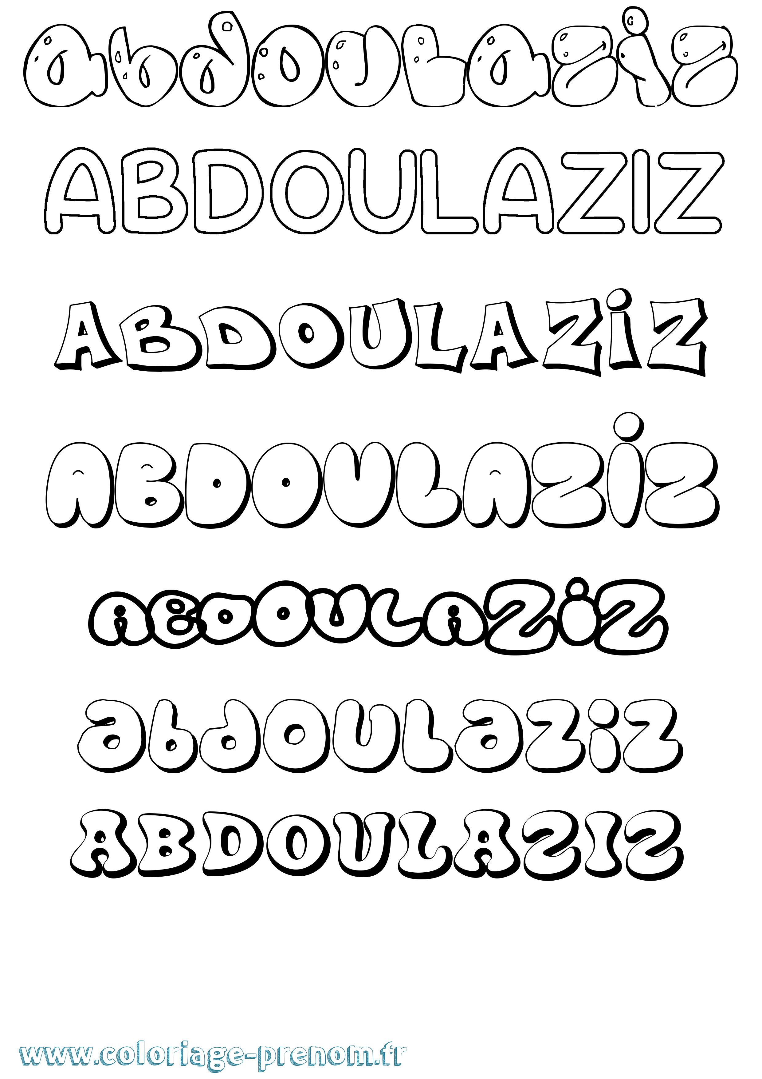 Coloriage prénom Abdoulaziz Bubble