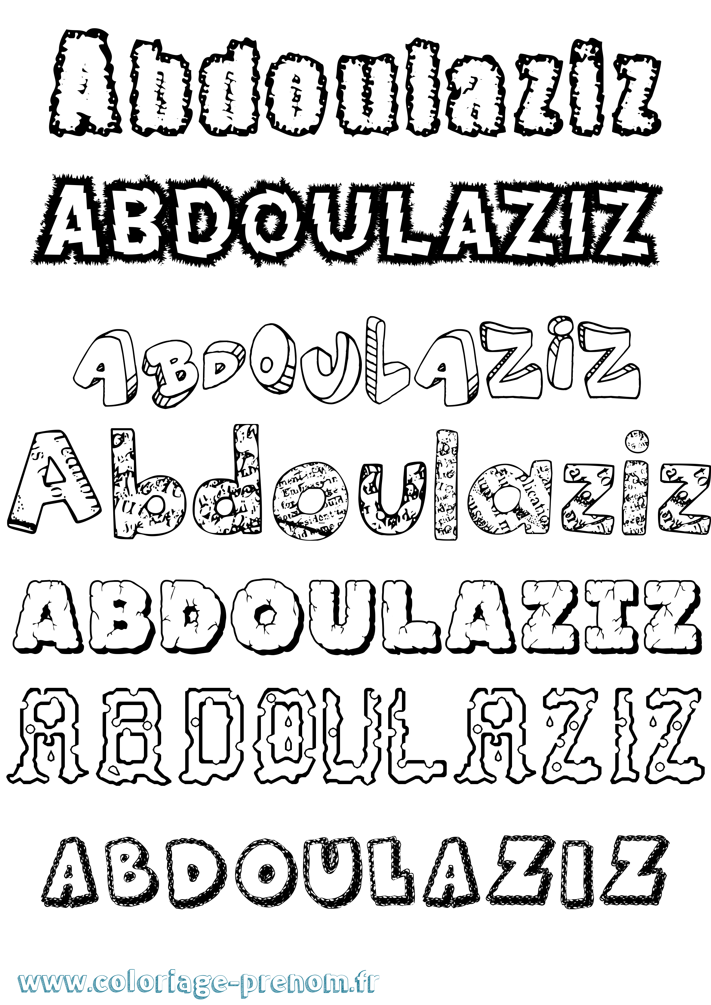 Coloriage prénom Abdoulaziz Destructuré