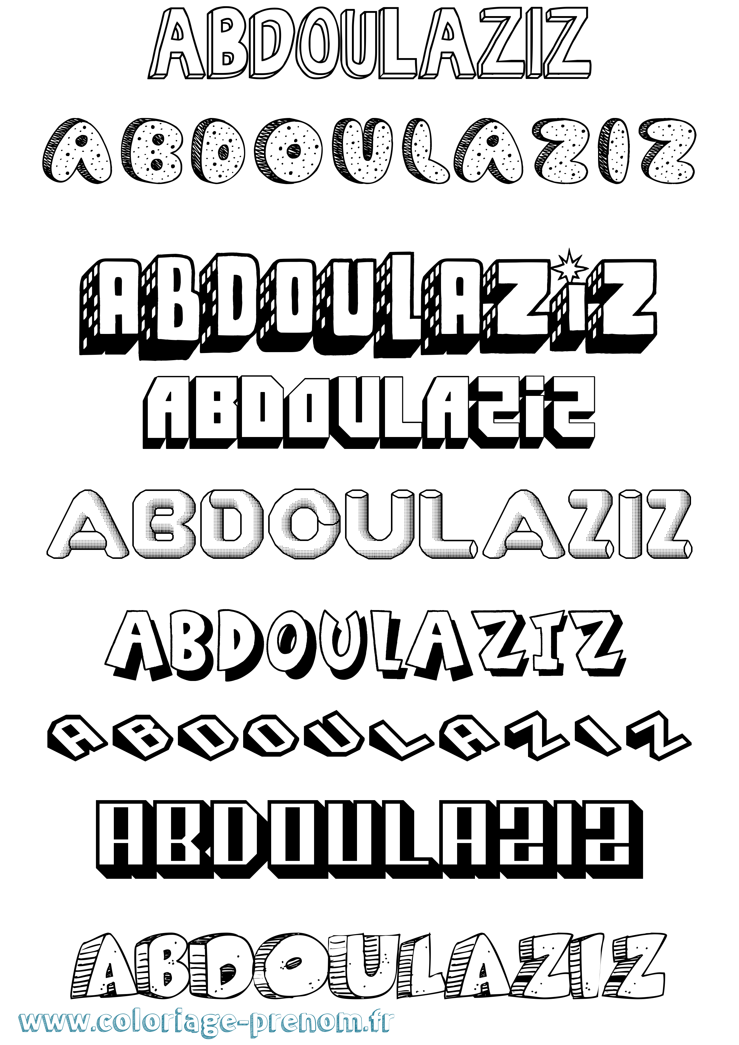 Coloriage prénom Abdoulaziz Effet 3D