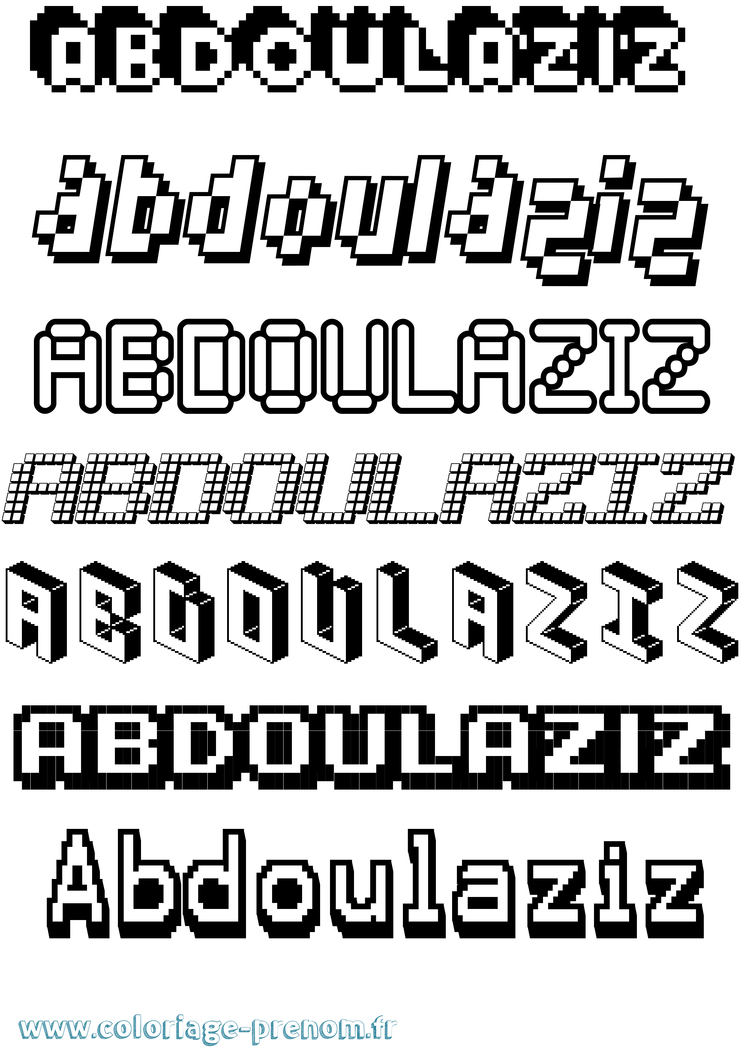 Coloriage prénom Abdoulaziz Pixel