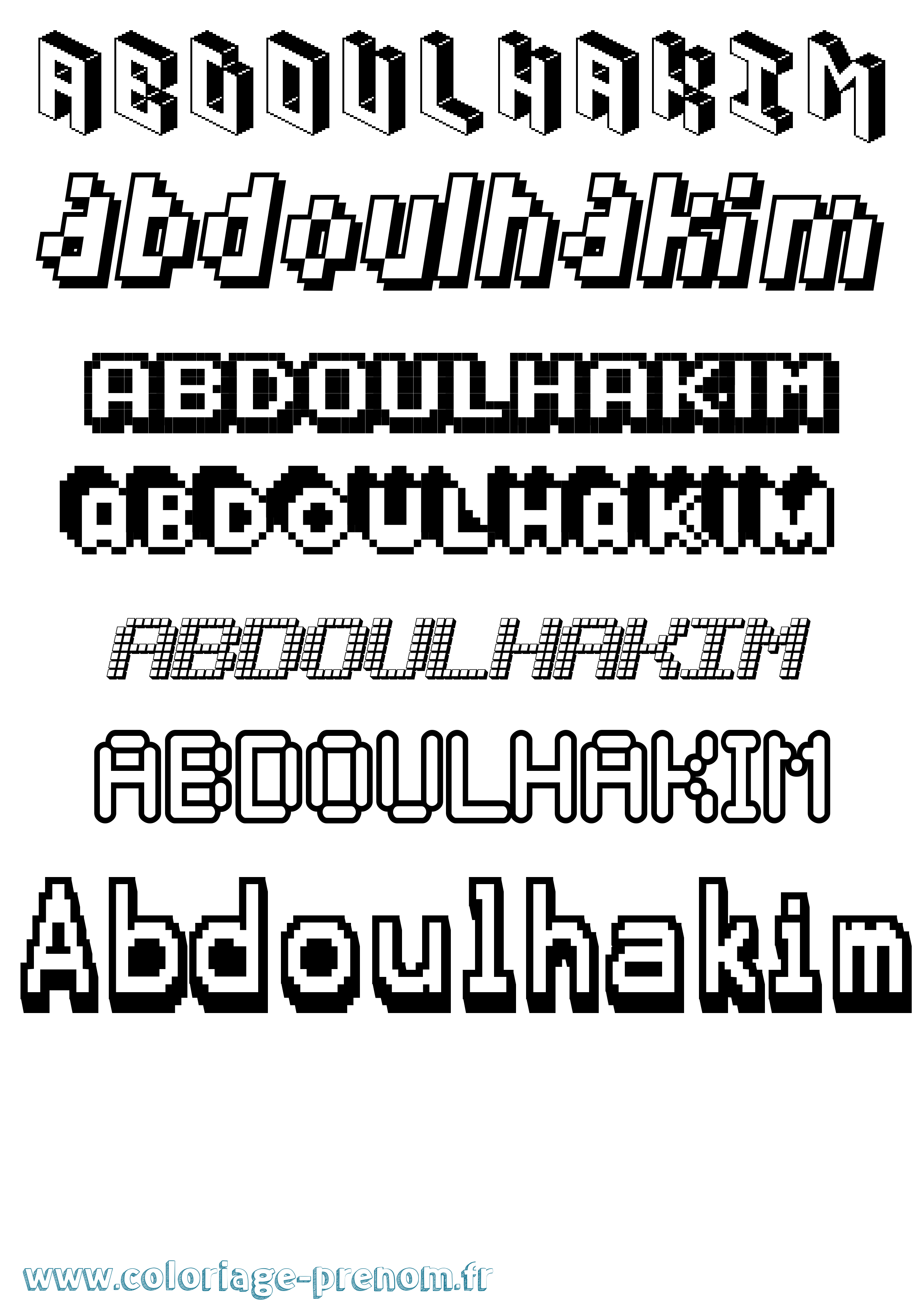 Coloriage prénom Abdoulhakim Pixel