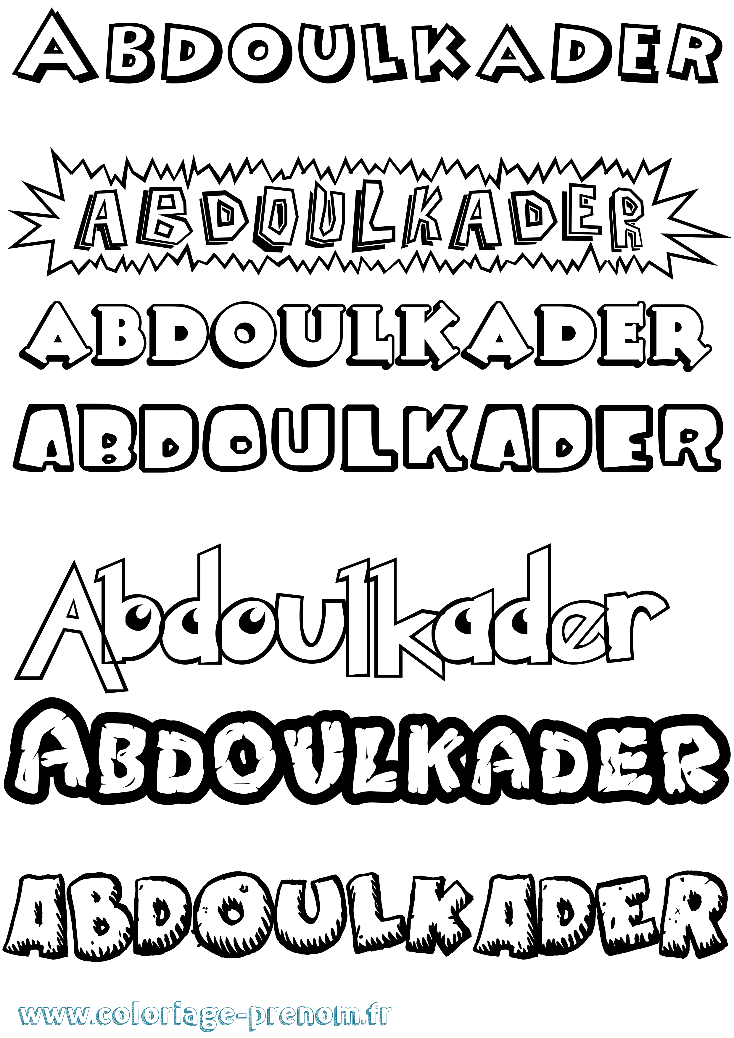 Coloriage prénom Abdoulkader Dessin Animé