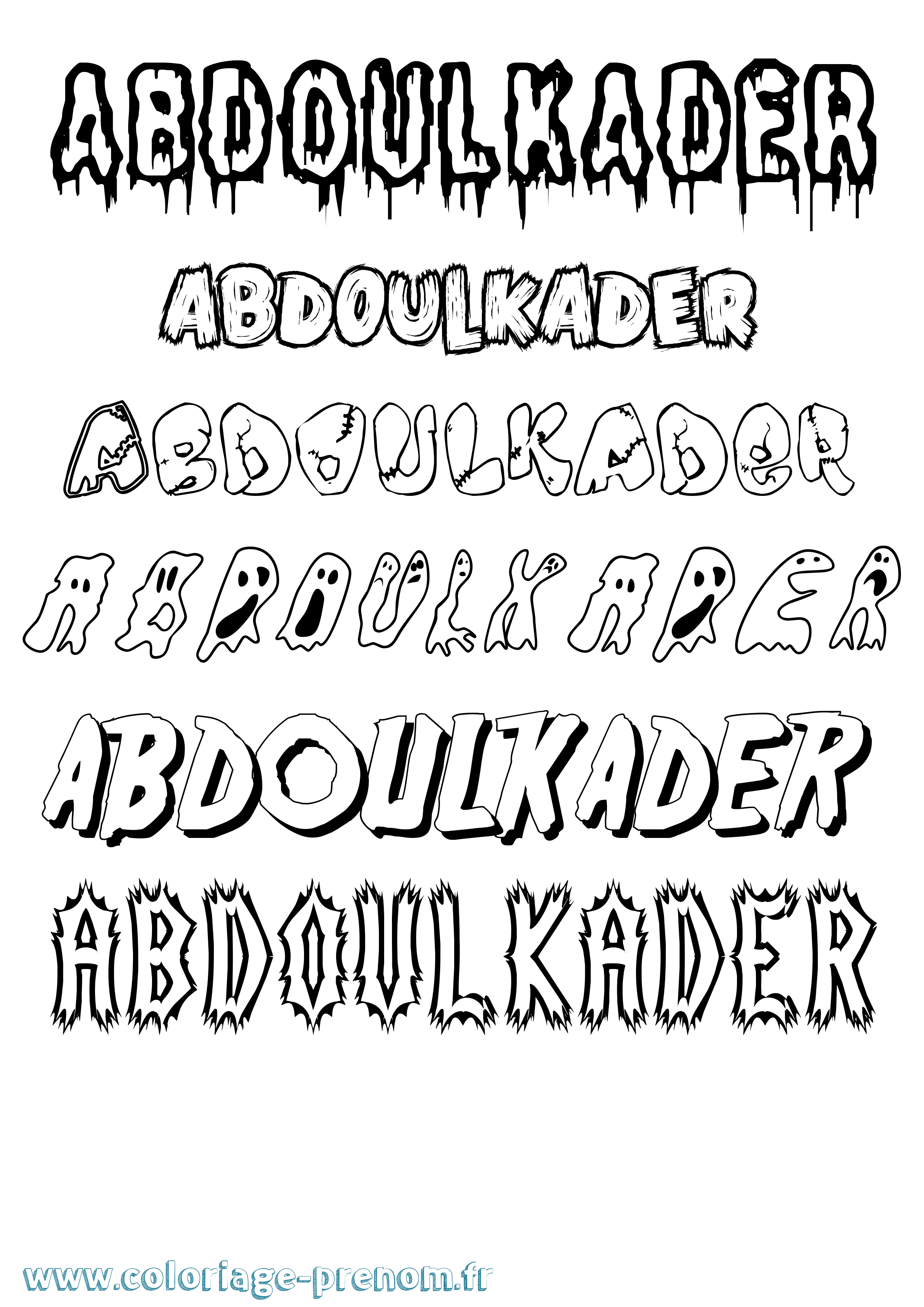 Coloriage prénom Abdoulkader Frisson