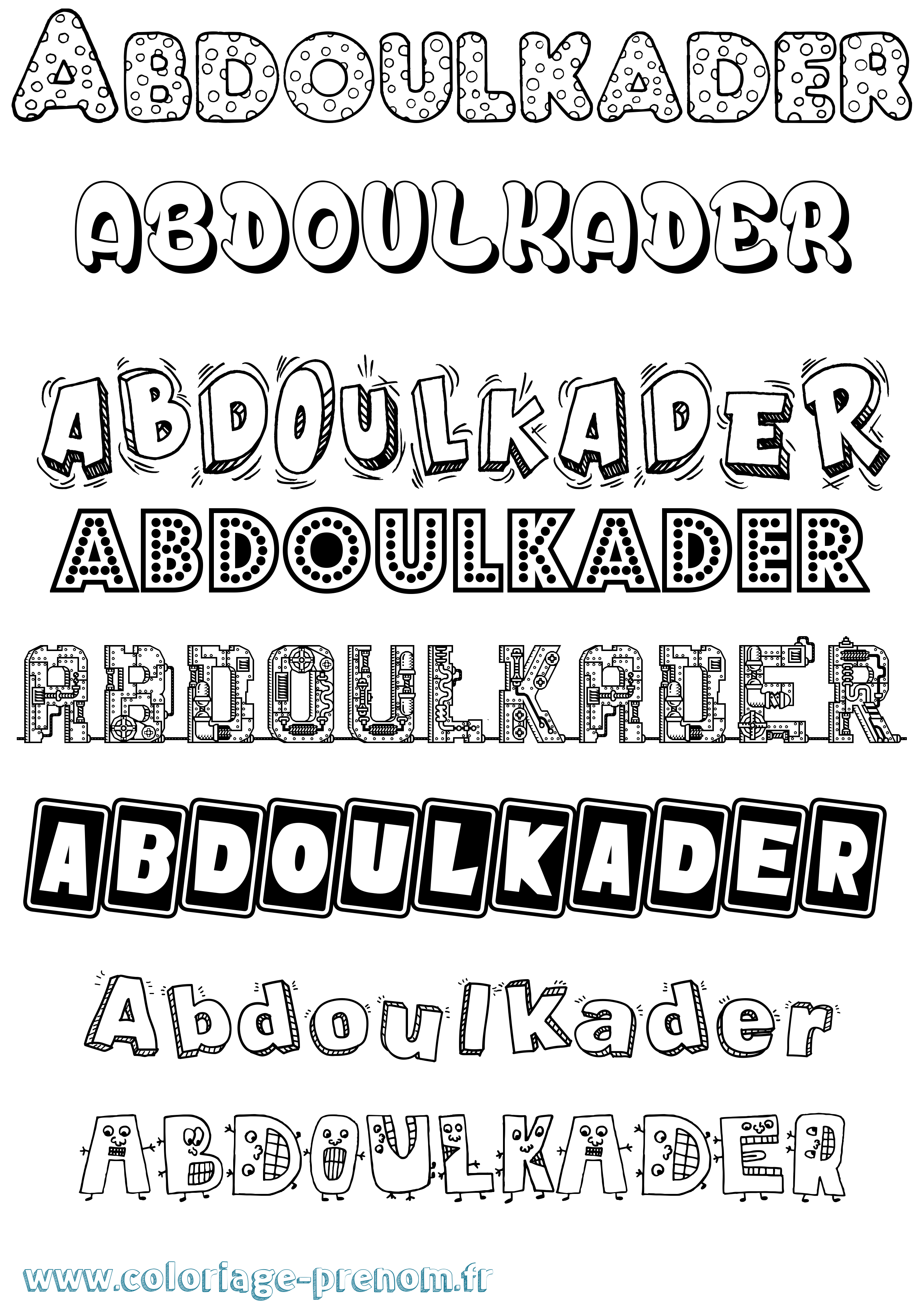 Coloriage prénom Abdoulkader Fun
