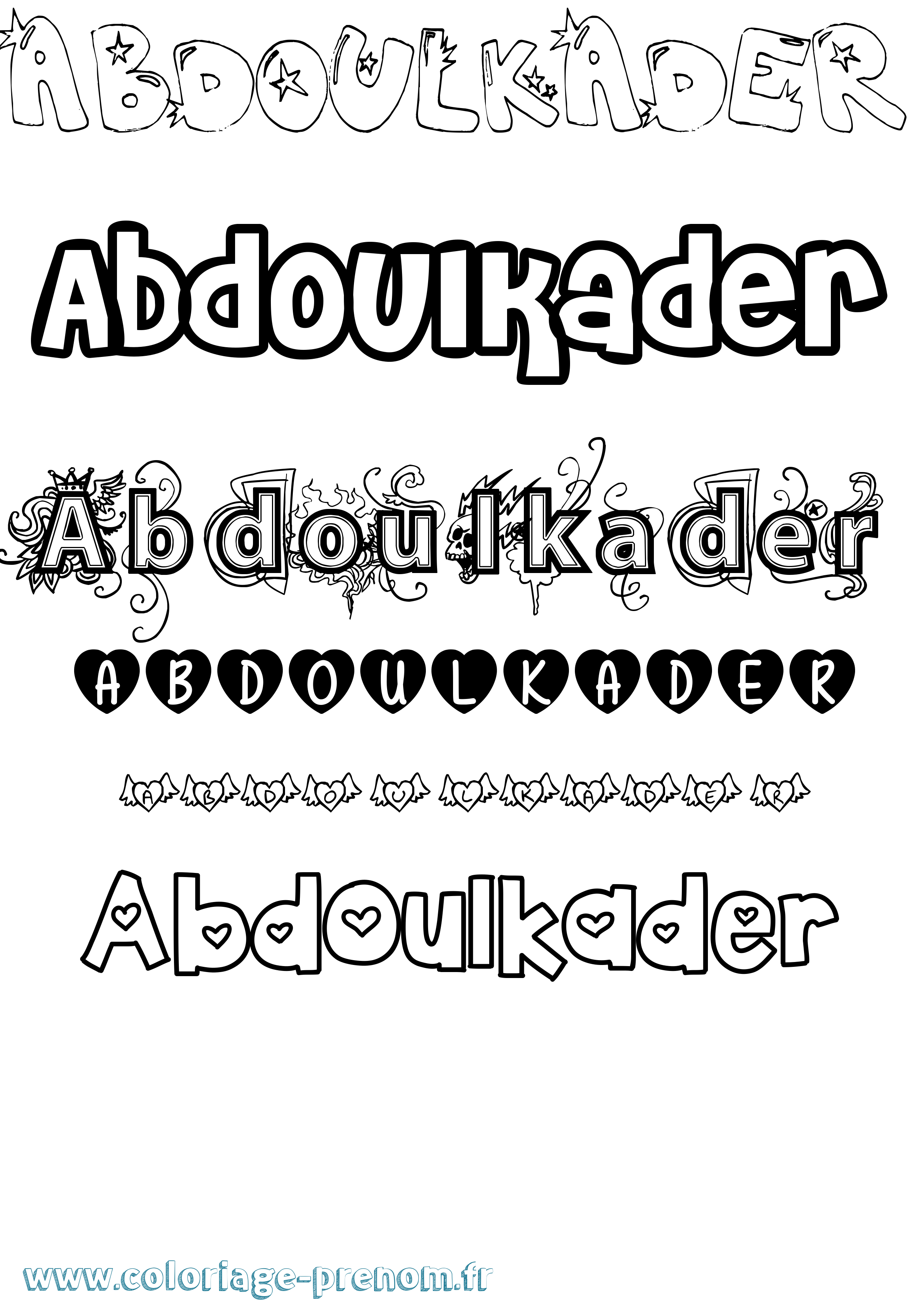 Coloriage prénom Abdoulkader Girly