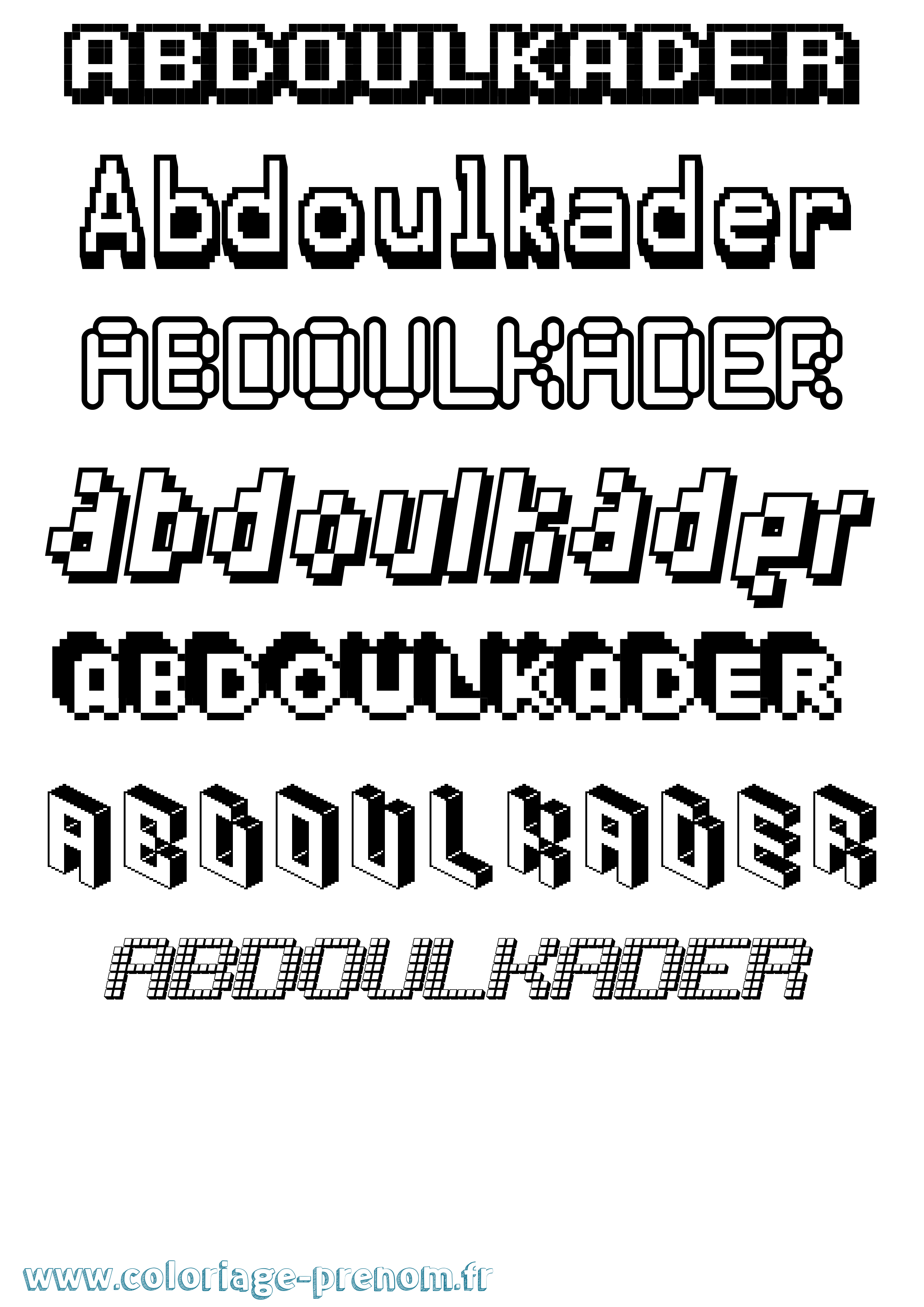 Coloriage prénom Abdoulkader Pixel