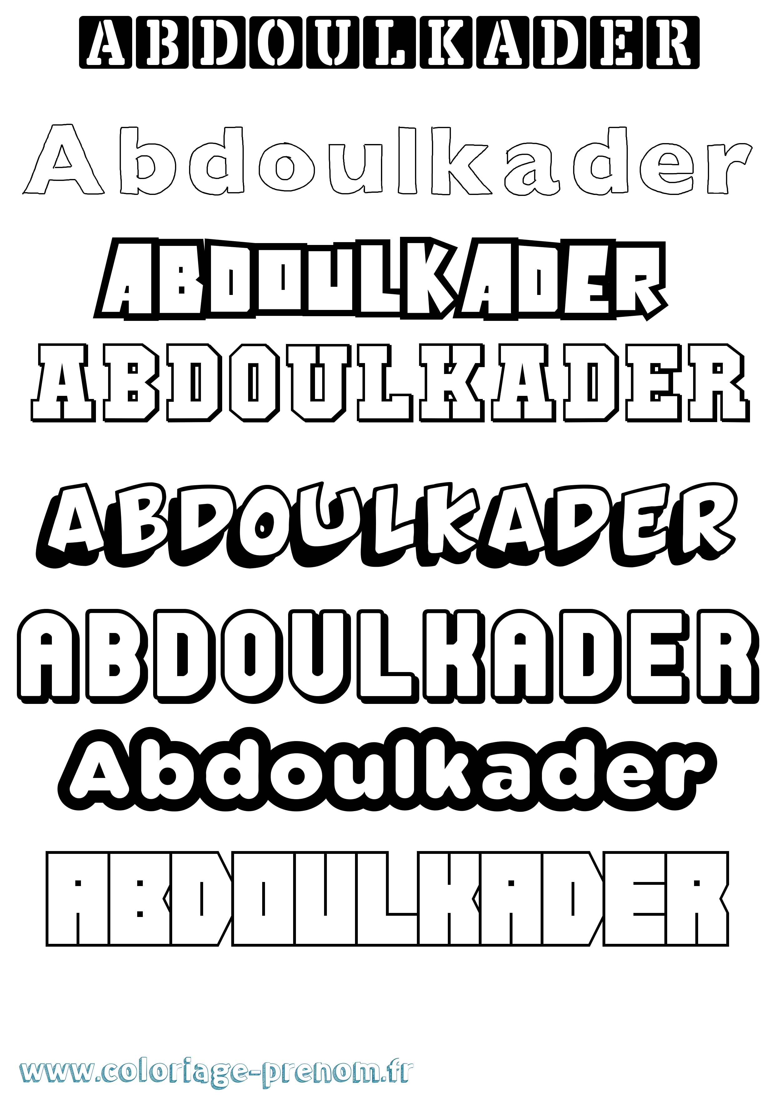 Coloriage prénom Abdoulkader Simple