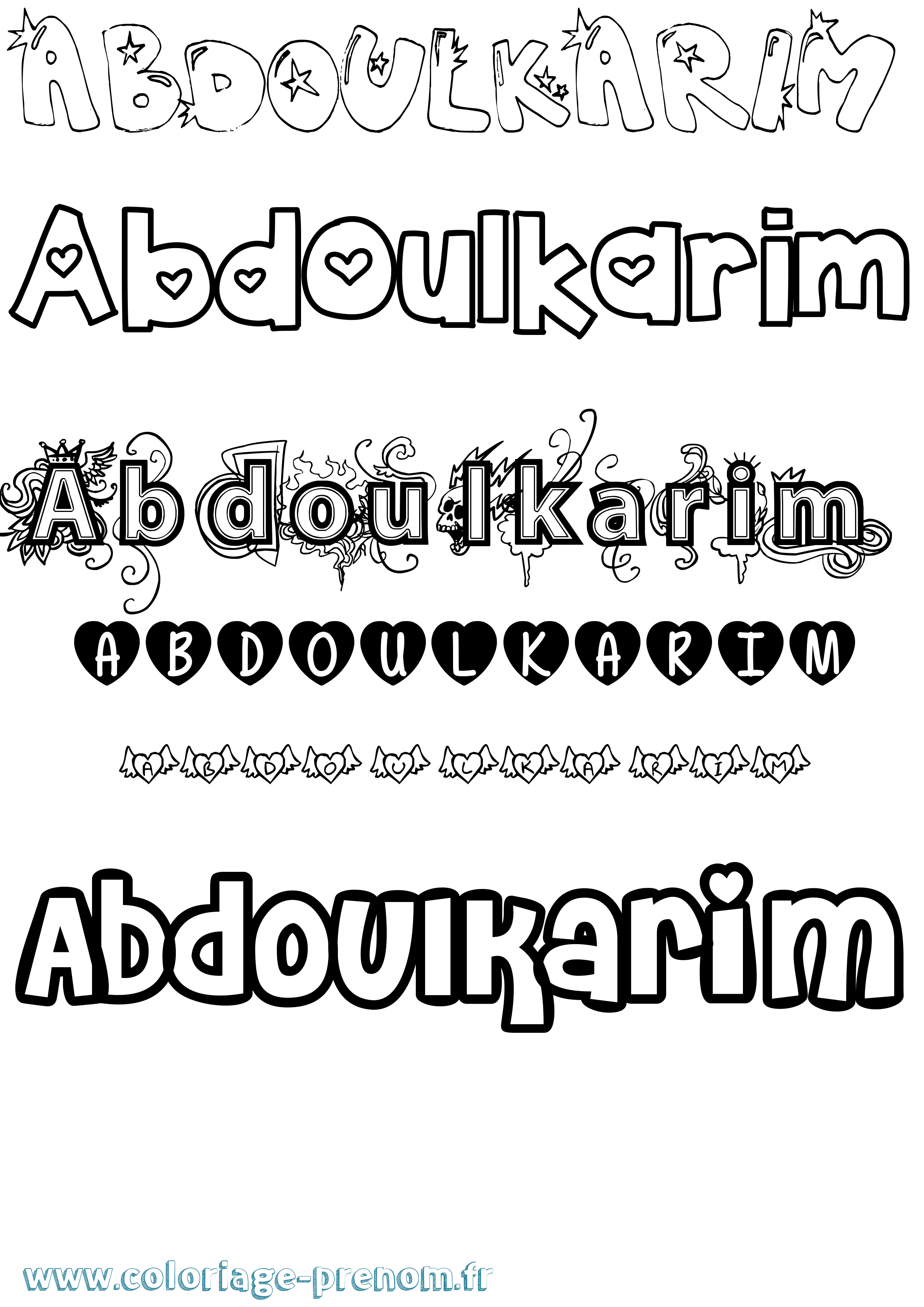 Coloriage prénom Abdoulkarim Girly