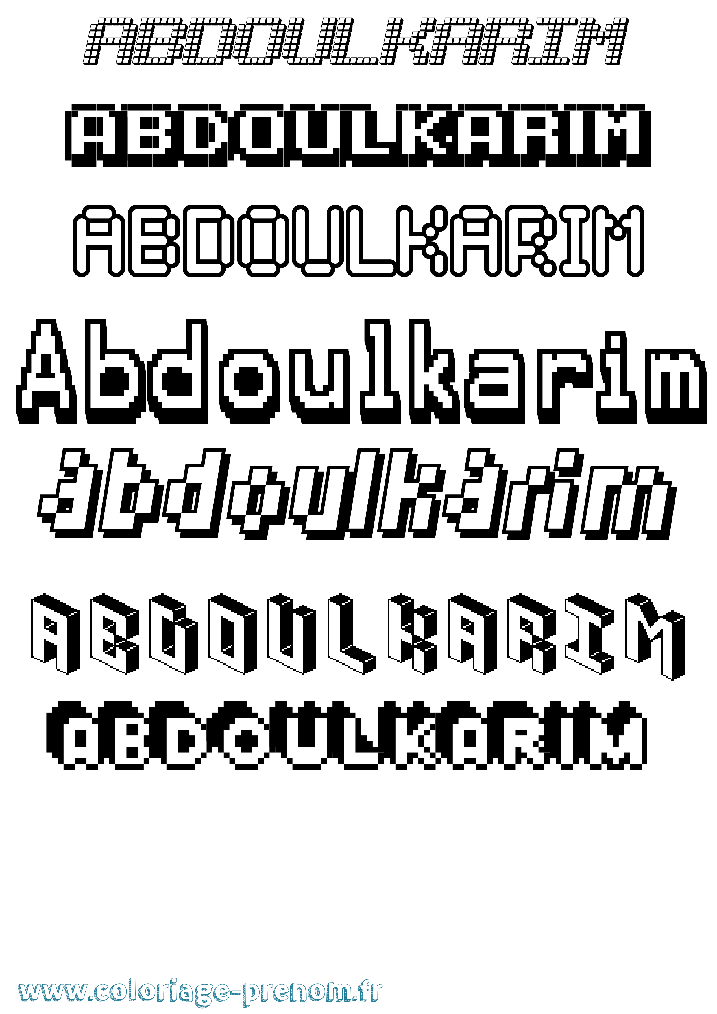 Coloriage prénom Abdoulkarim Pixel