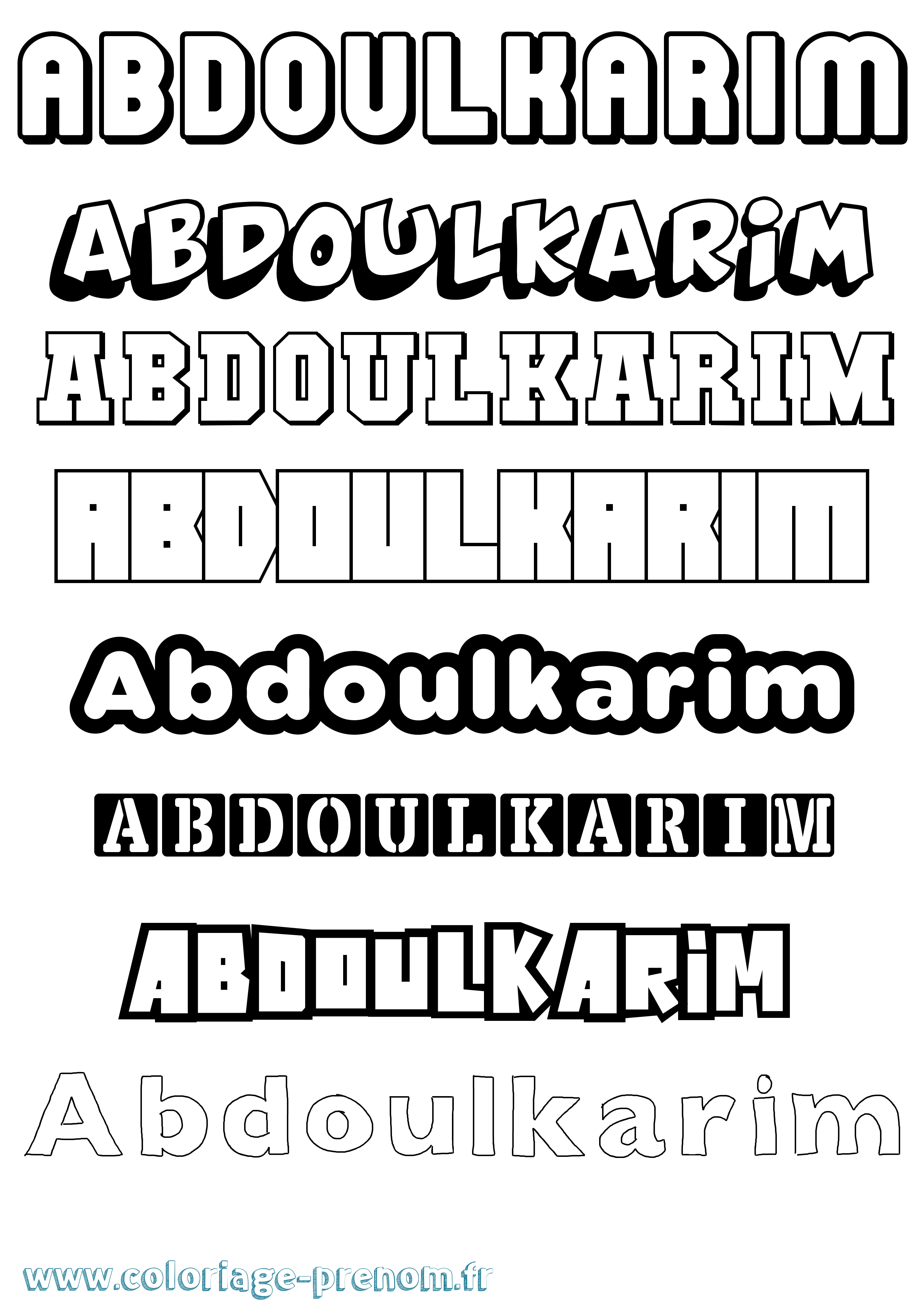 Coloriage prénom Abdoulkarim Simple