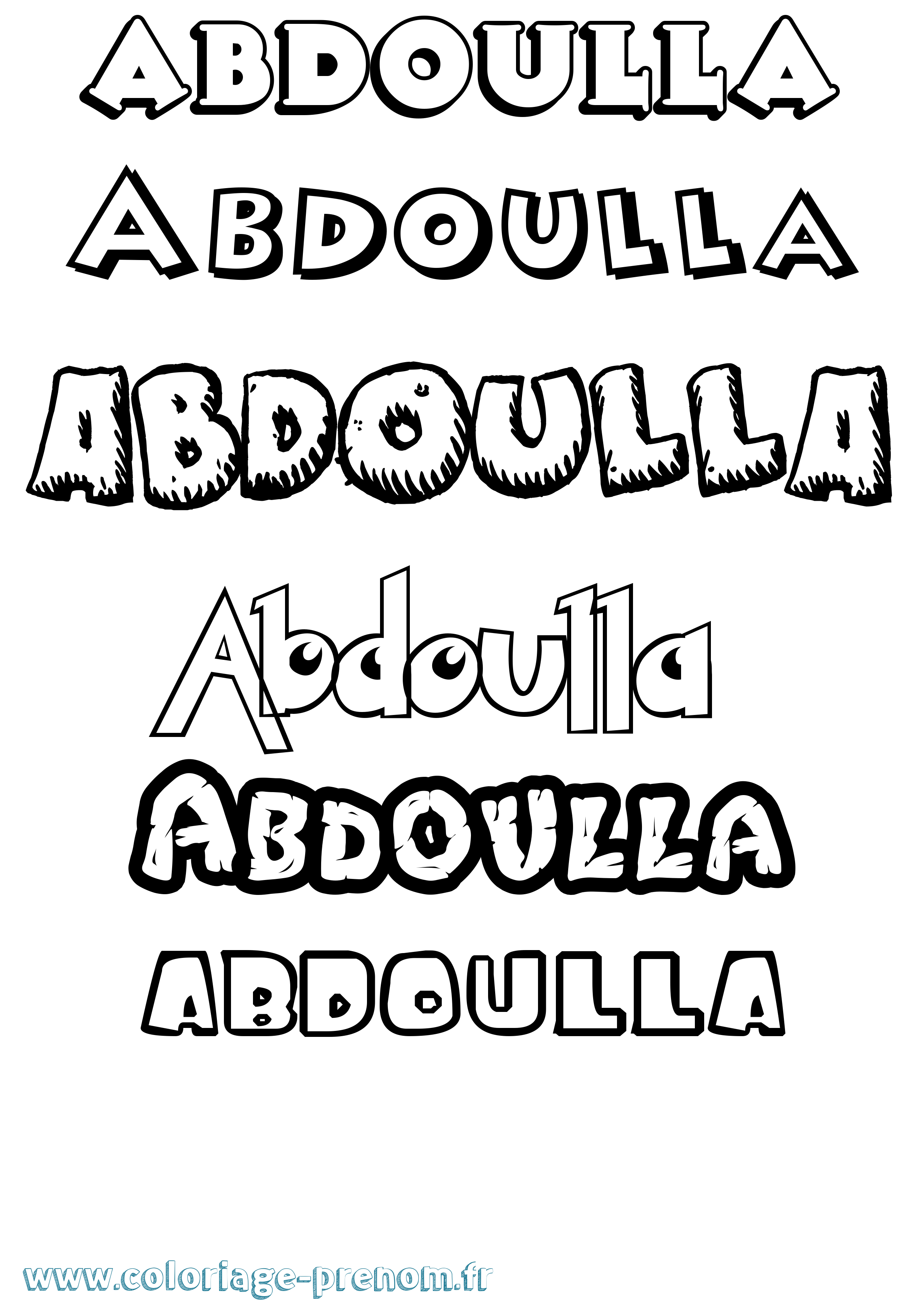 Coloriage prénom Abdoulla Dessin Animé